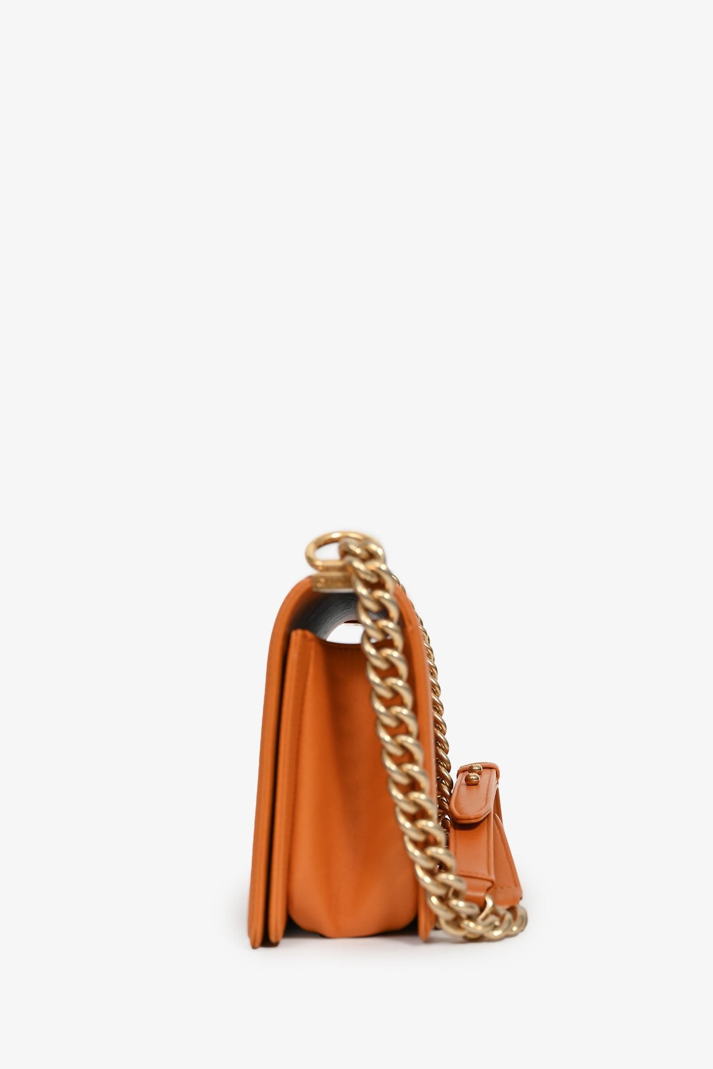 Chanel™ -17 Orange Quilted Lambskin Medium Boy Bag