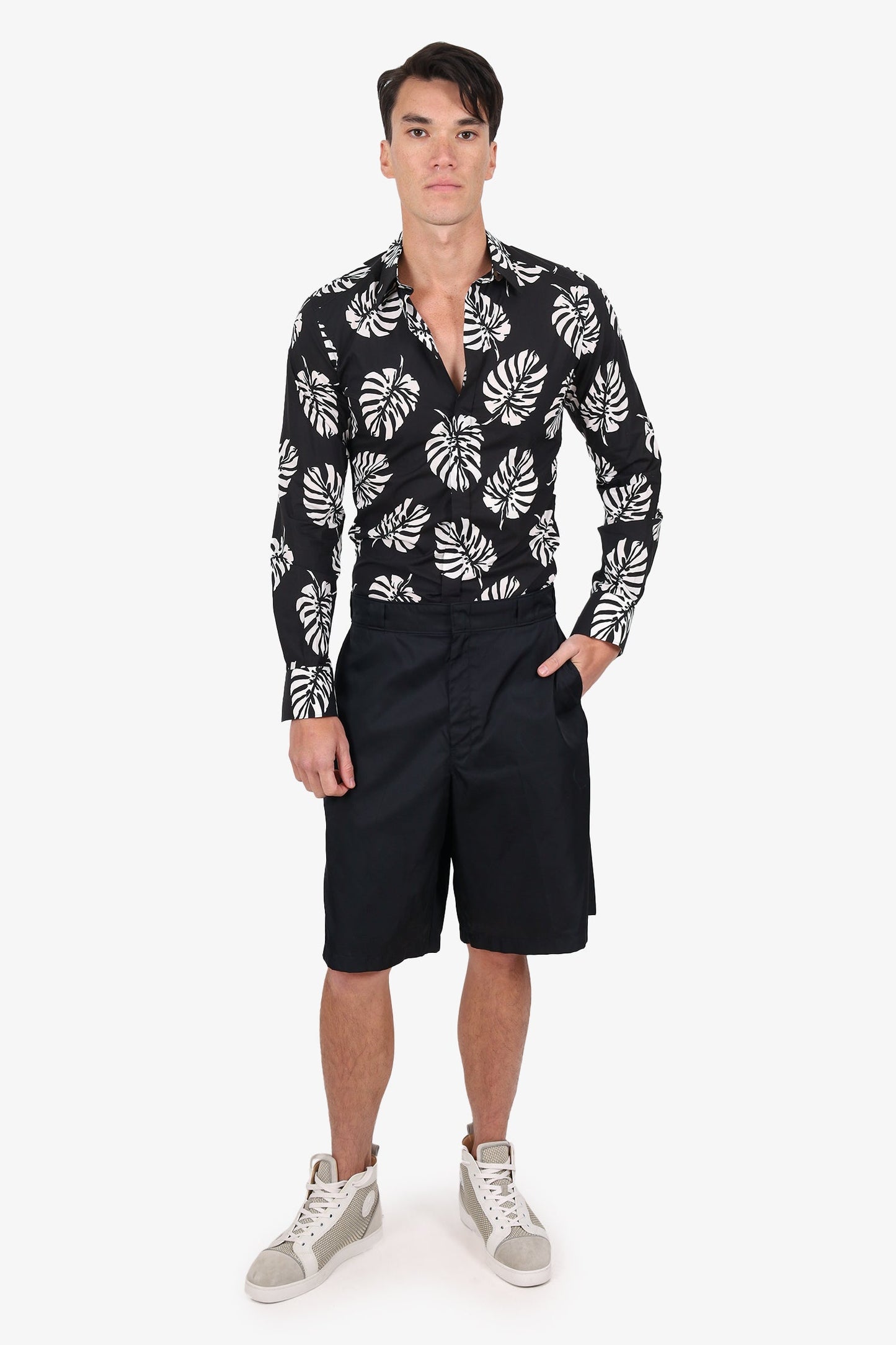 Prada Handbag Re- Triangle Shorts Nylon Black Logo