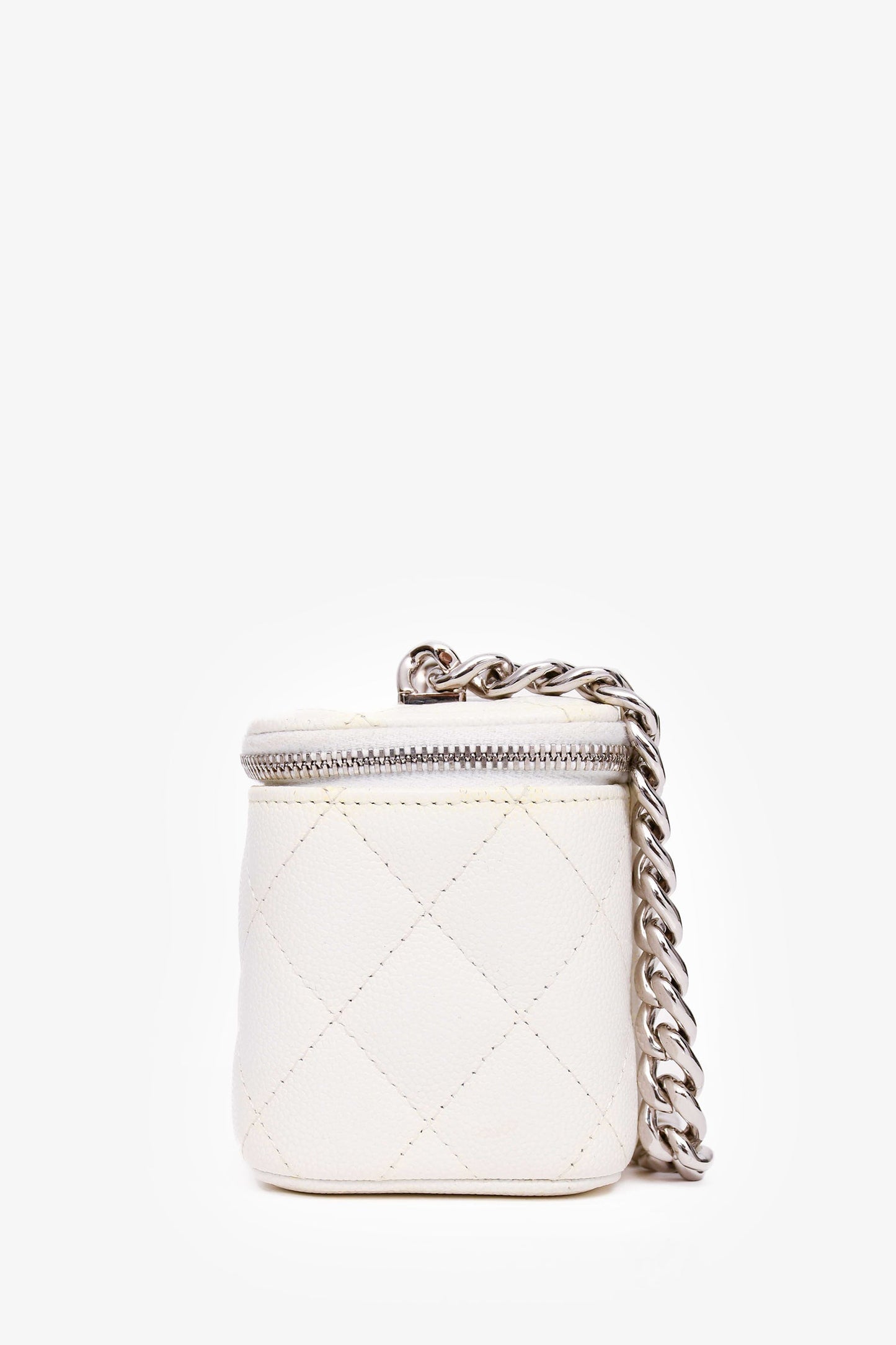 Chaneltm 2022 White Caviar Leather Mini Vanity Case (as Is) Handbag