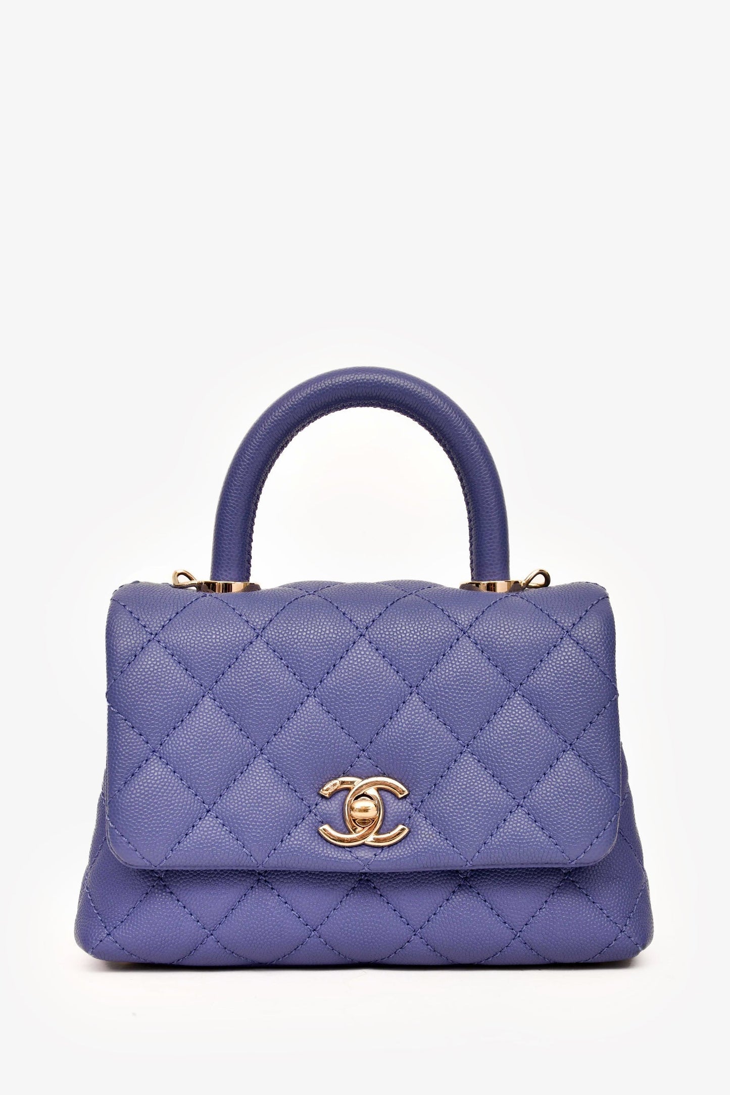Chaneltm 2020 Purple Caviar Leather Mini Coco Top Handle Handbag