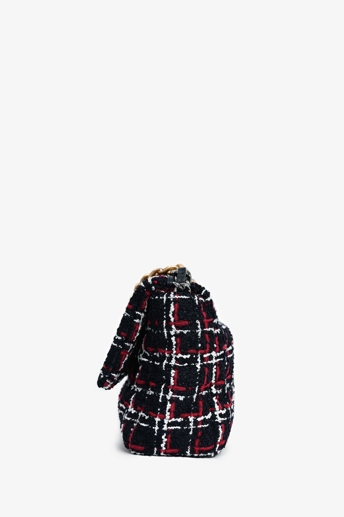 Chaneltm Black/red/white Tweed Medium 19 Flap Shoulder Bag