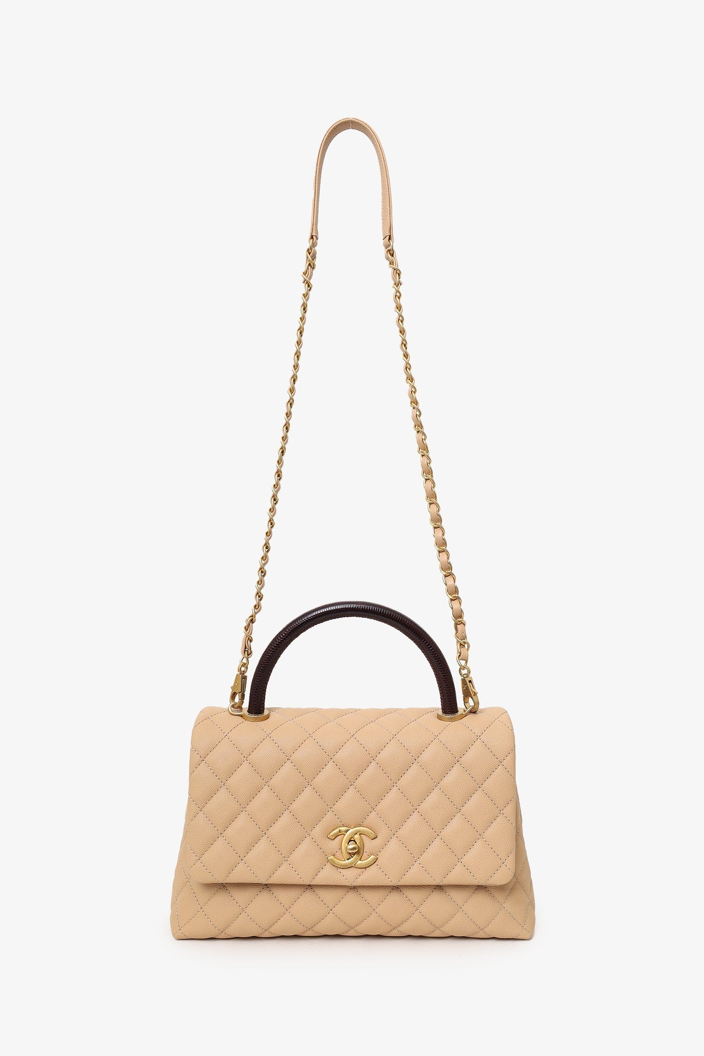 Chaneltm 2019 20 Beige Caviar Leather Small Coco Handle with Strap Handbag