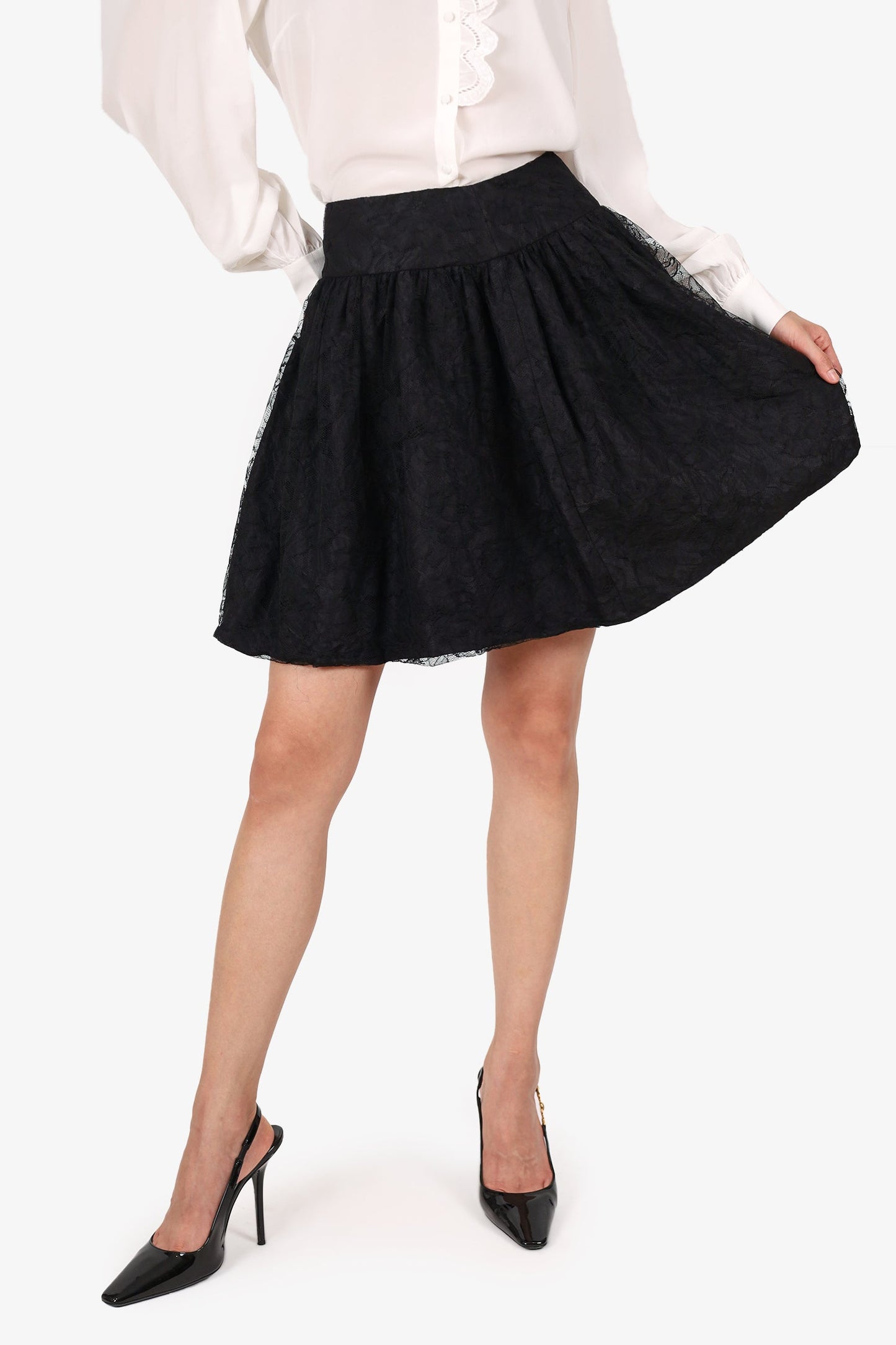 Dior Bag Christian Lace Pleated Skirt Black Mini Mini Bag