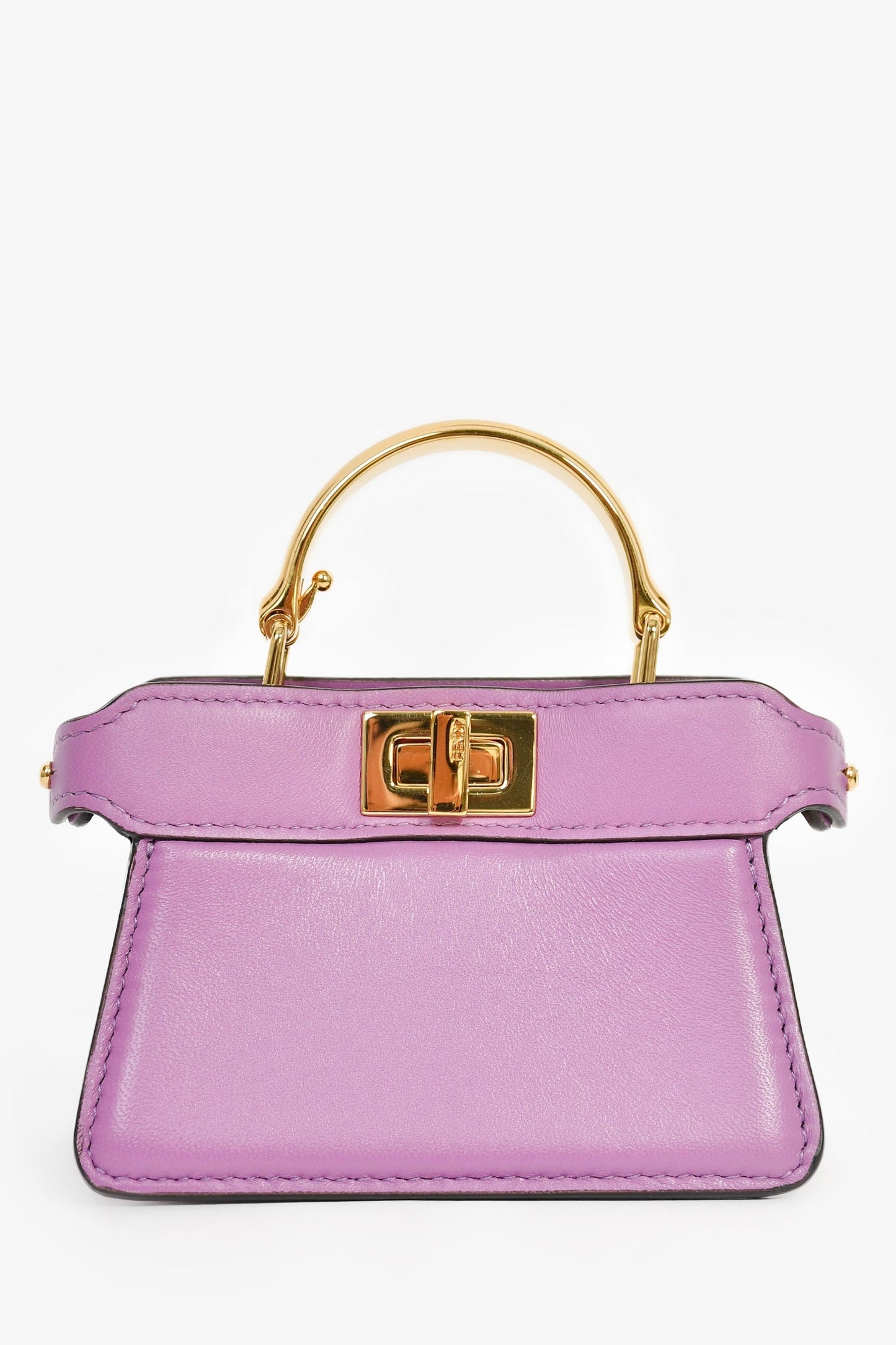 Fendi Handbag Lamb Nano Peekaboo Bag with Strap Leather Purple Top Handle