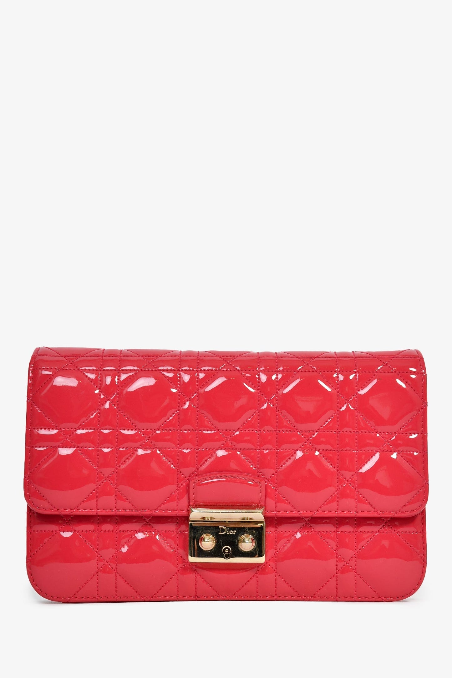 Dior Crossbody Bag Christian 'Miss ' Wallet On Patent Pink Chain