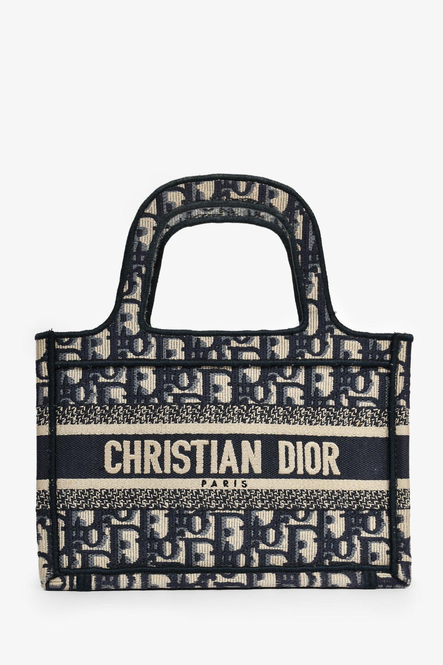 Dior Tote Bag Christian Oblique Book Tote 3 Navy Mini