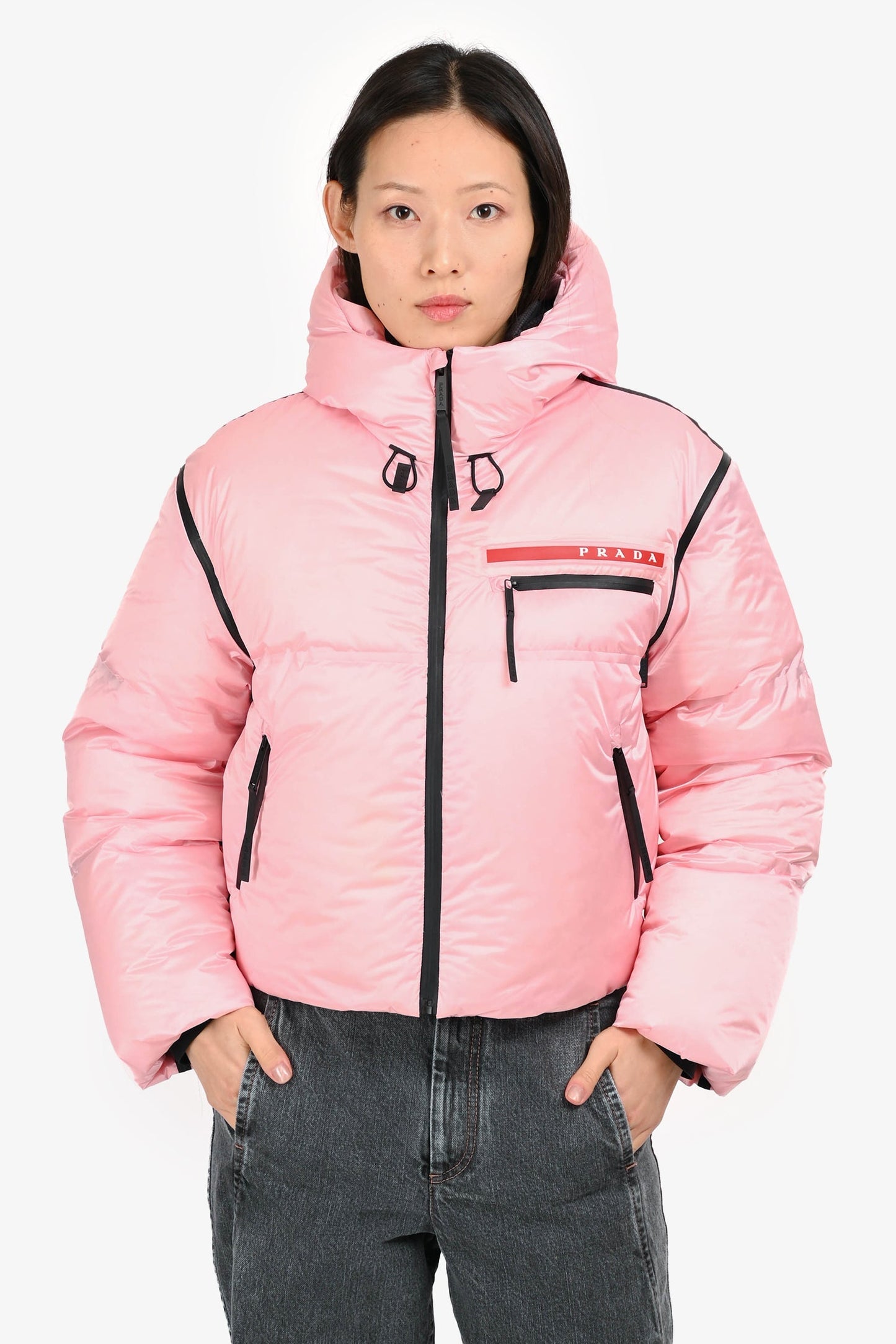 Prada Handbag Sport Re- Cropped Puffer Jacket Nylon Pink