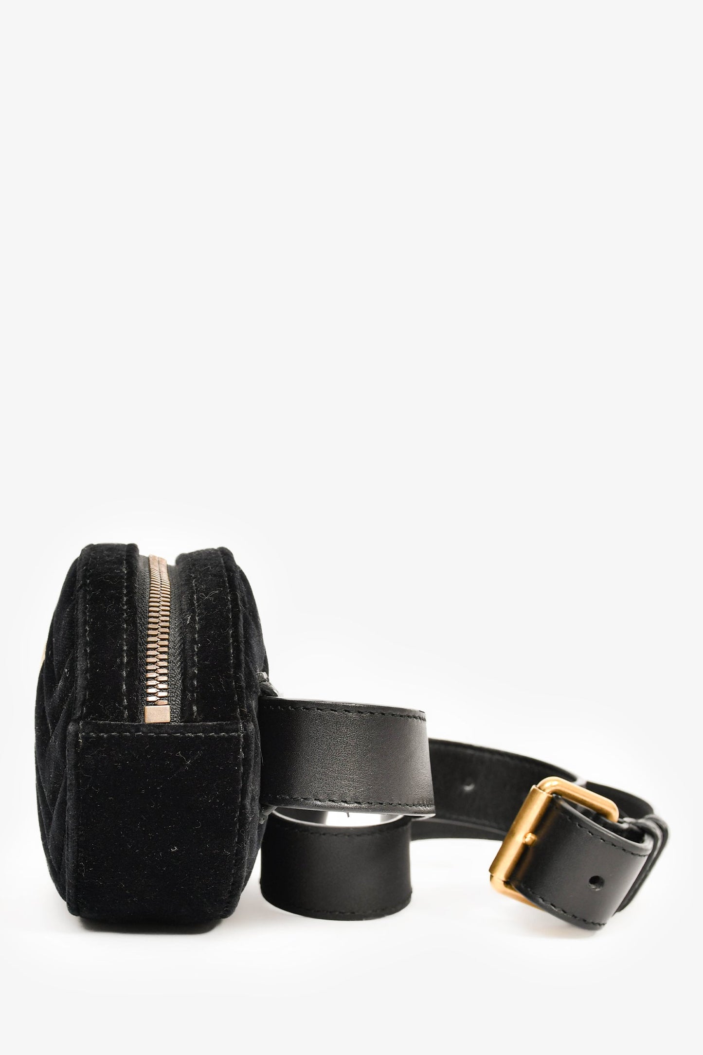 Gucci Black Velvet GG Marmont Belt Bag