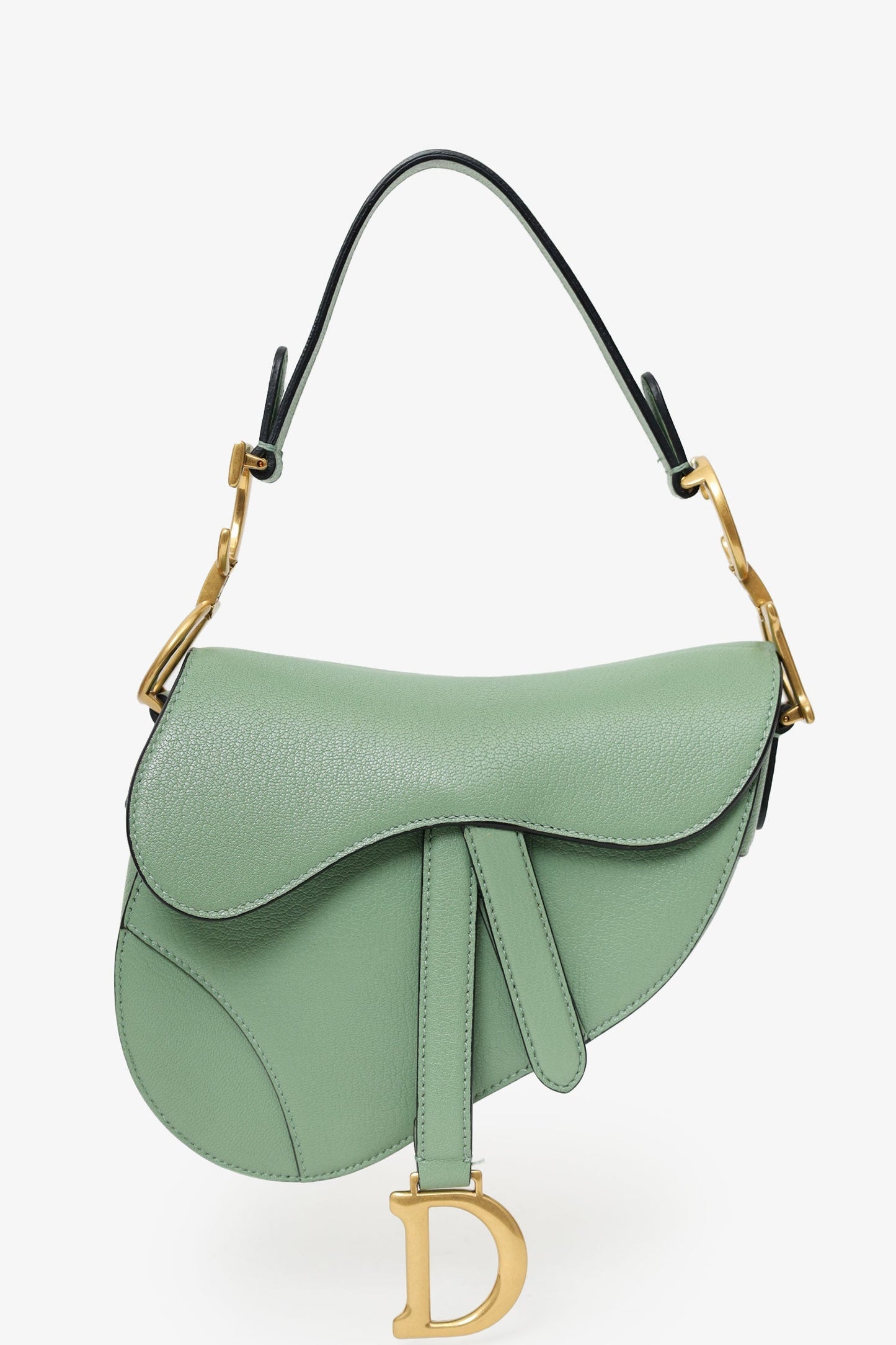 Dior Bag Christian Saddle Bag Leather Green Mini Mini Bag