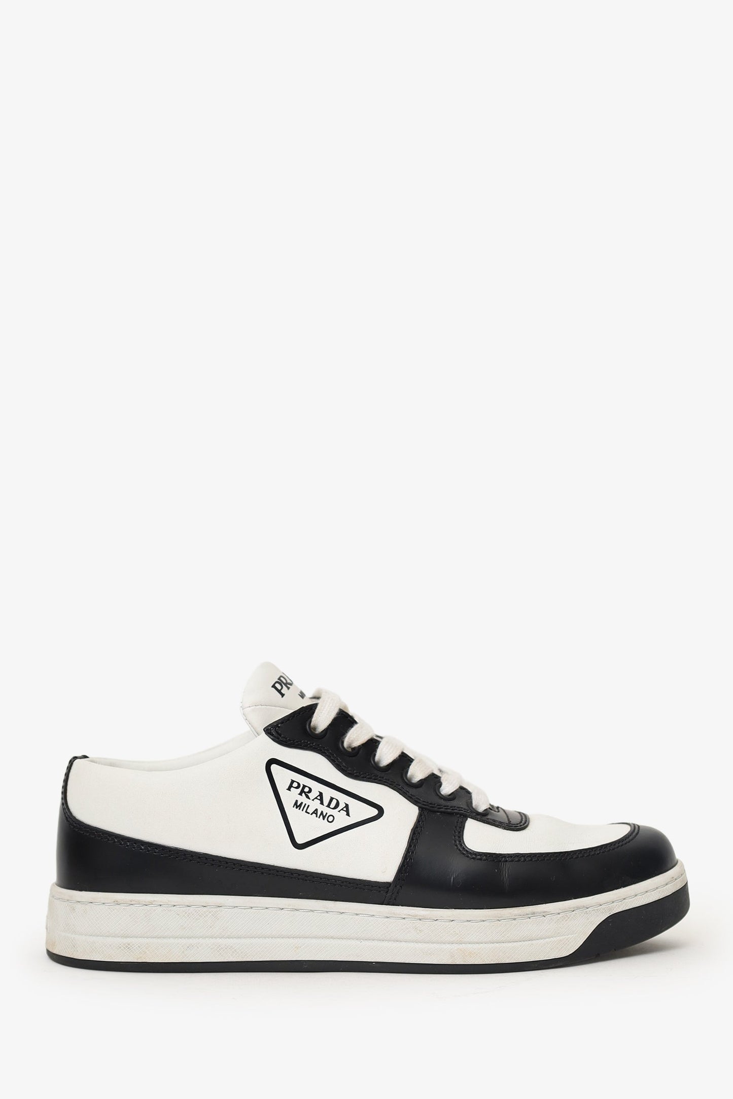Prada Handbag Sneakers Leather Black White Shoes