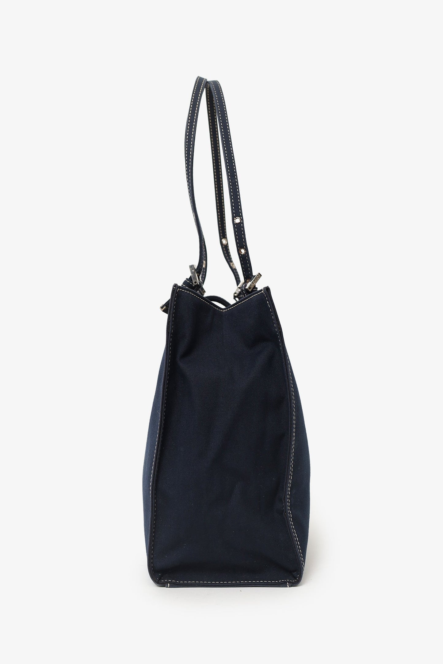 Fendi Baguette Buckle Square Tote Square Denim Blue Shoulder Bag