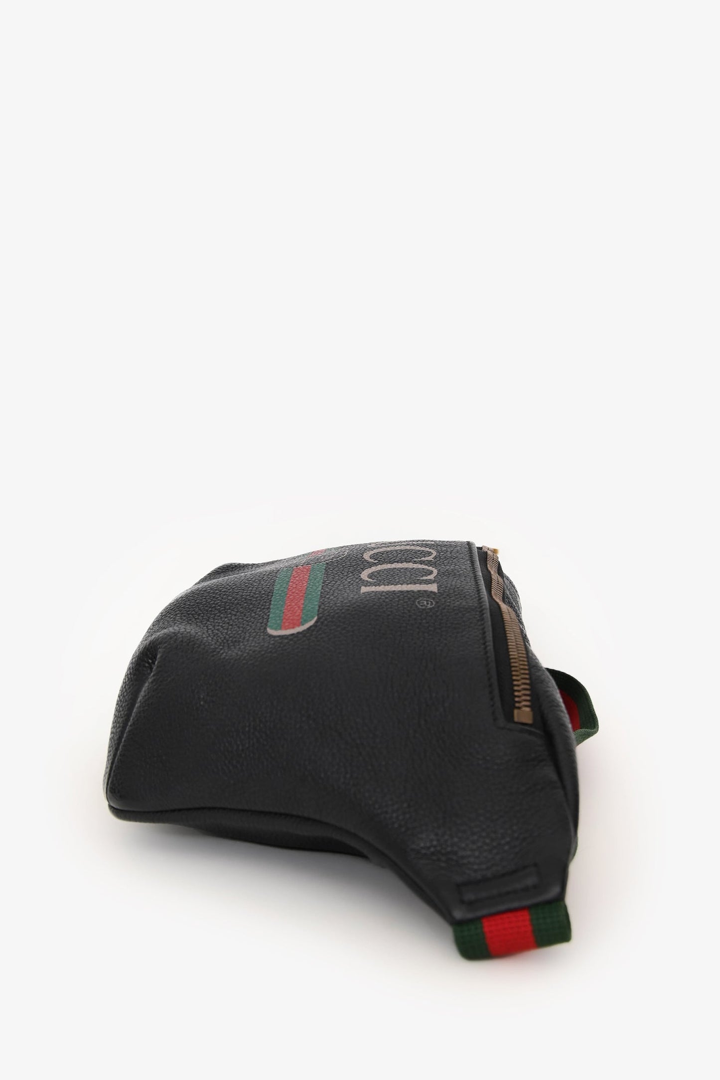 Gucci Black Leather Web Belt Bag