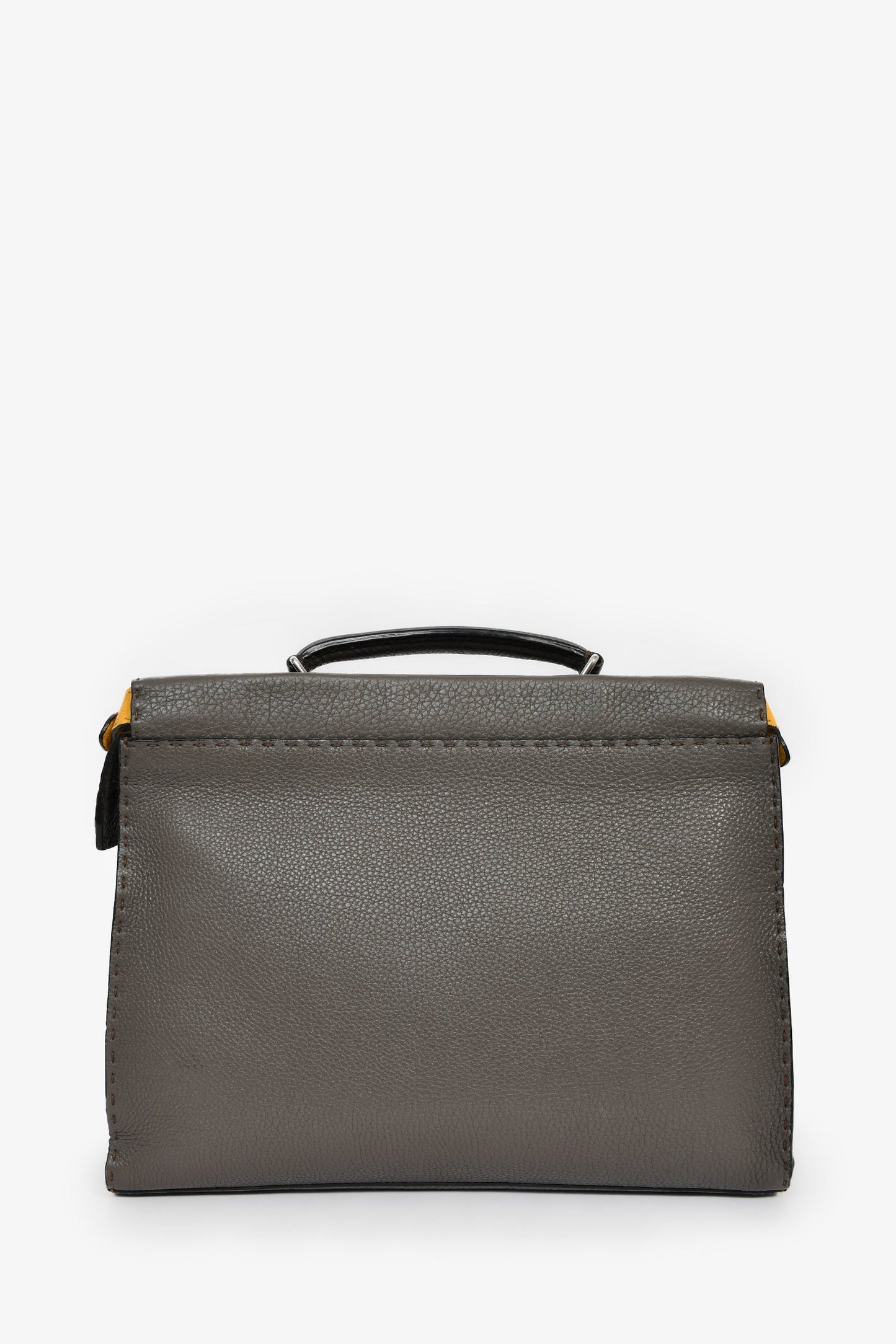 Fendi Handbag Taupe Selleria Peekaboo Briefcase Leather Large