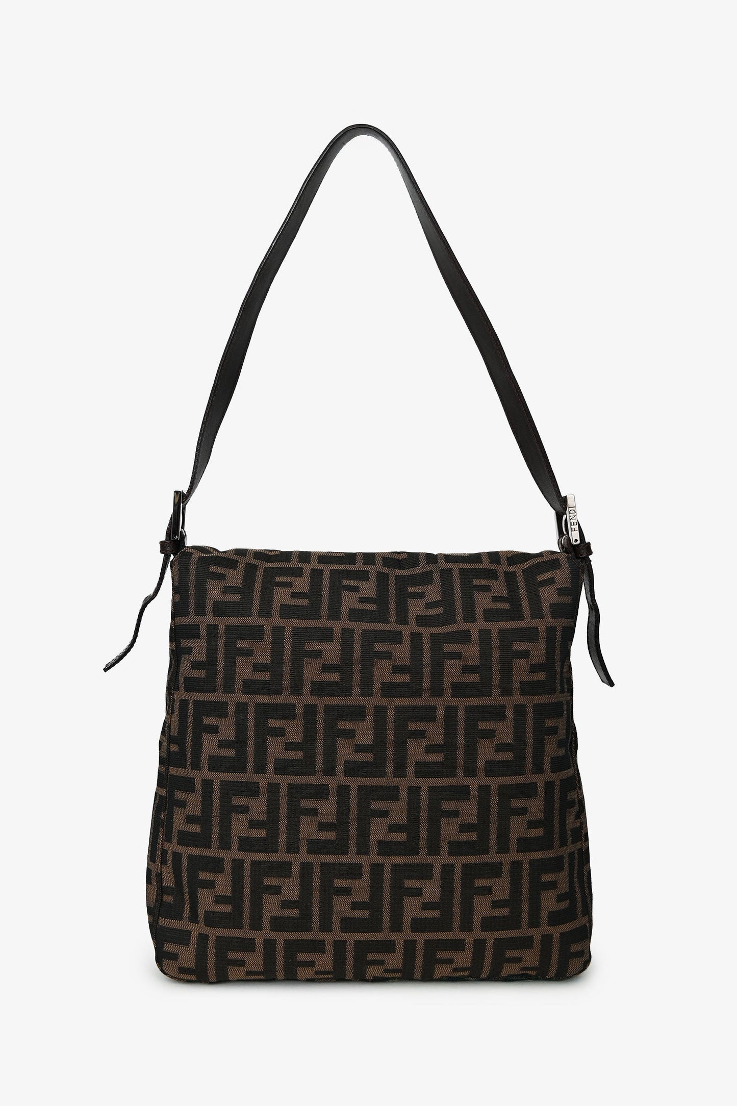 Fendi Ff Zucca Square Baguette Shoulder Bag Canvas Brown