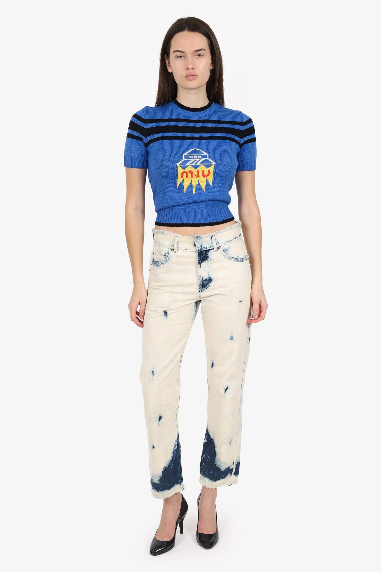 Dior Handbag Christian Tie Dye Frayed Edge Jeans