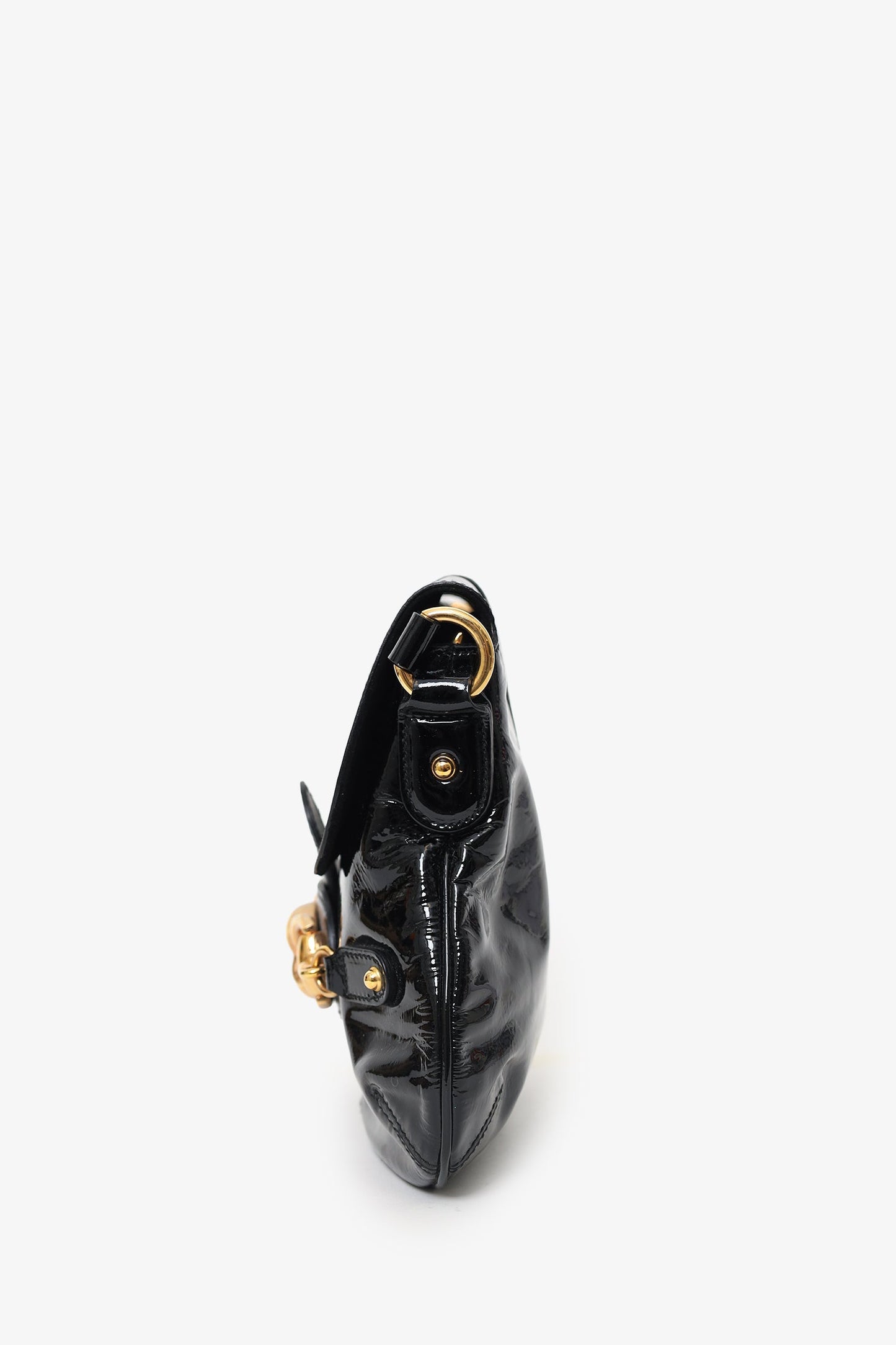 Gucci Black Patent Leather/GHW 'Wave'Bag