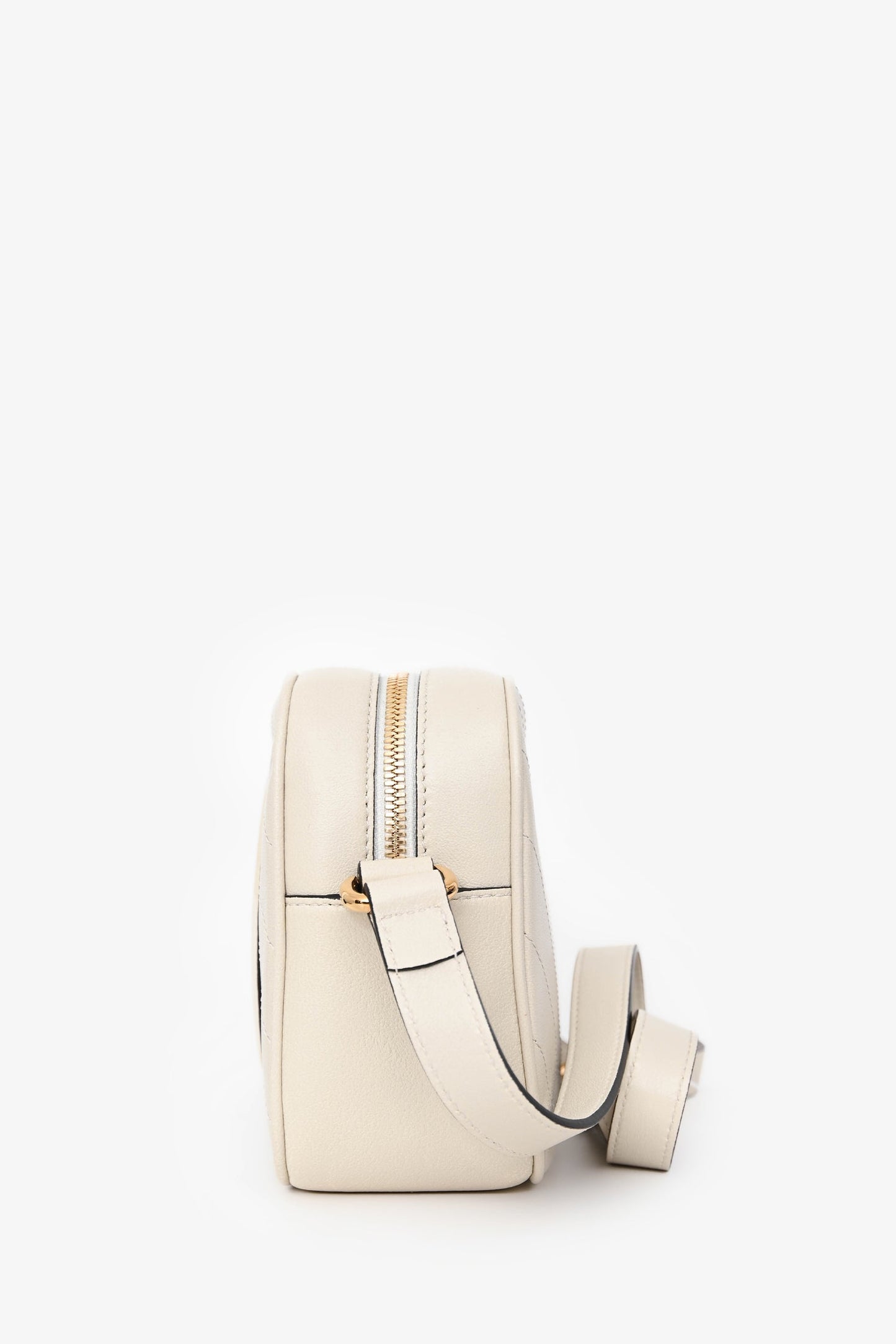 Gucci White Leather Small Logo 'Blondie' Crossbody Camera Bag