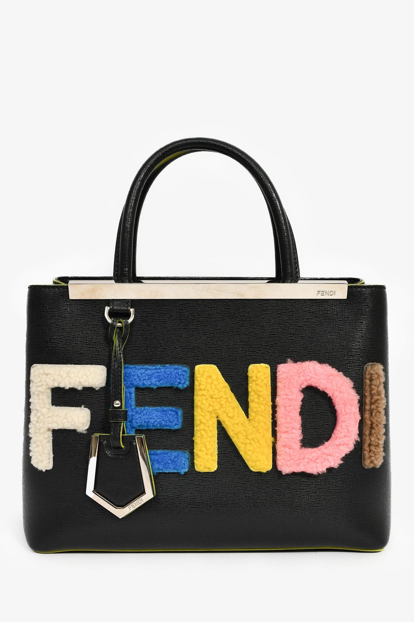Fendi Tote Bag Multi Shearling Petite '2Jours' Tote Black