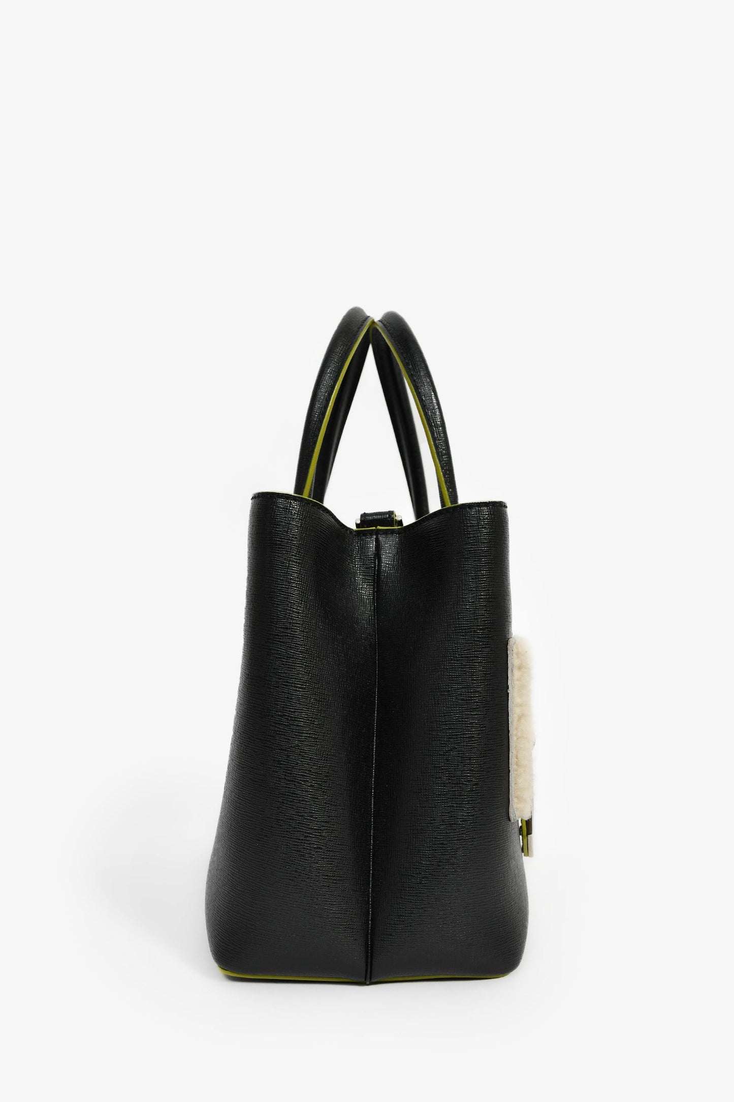 Fendi Multi Shearling Petite 2Jours Tote Black Tote Bag