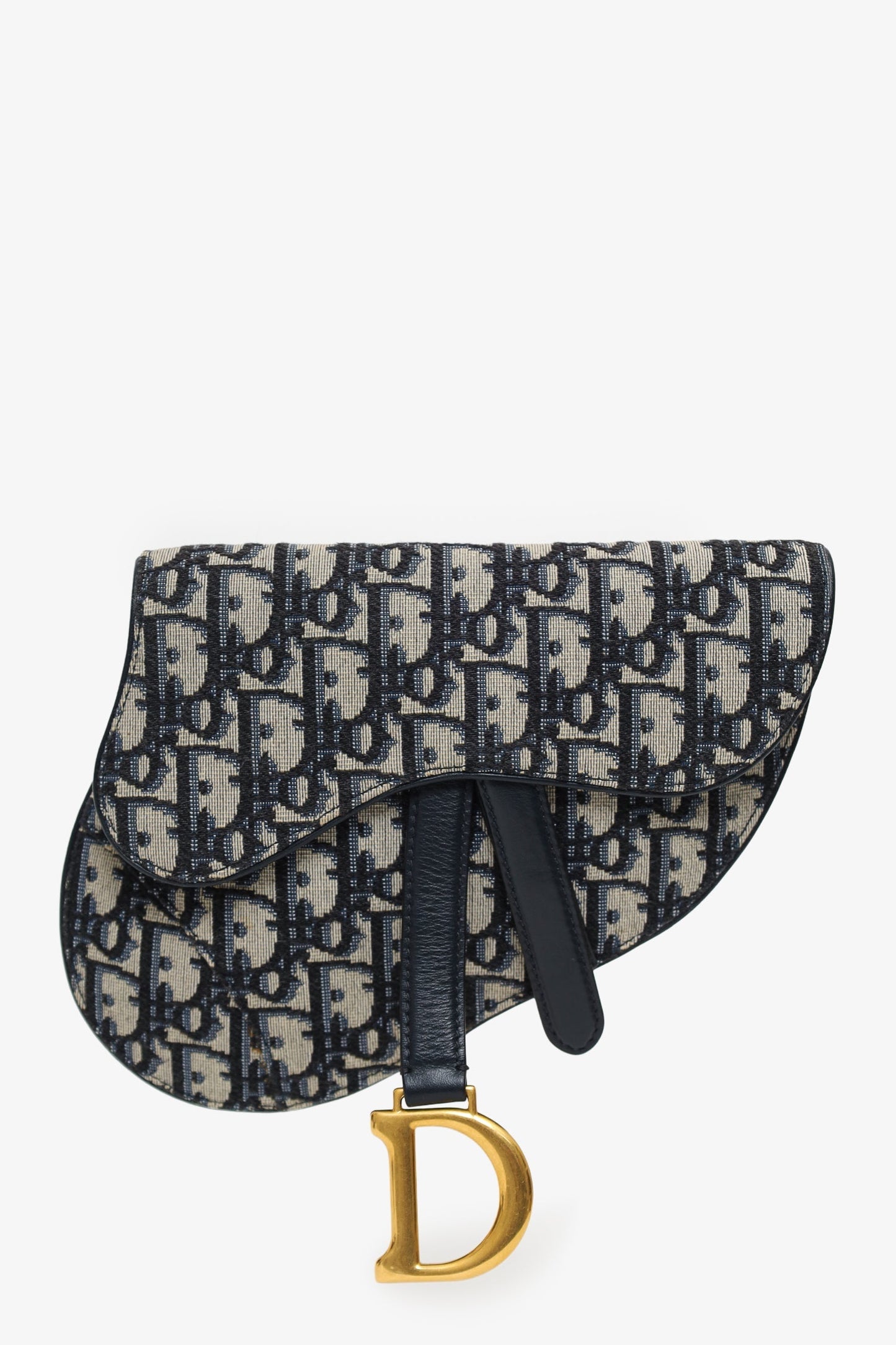 Dior Handbag Christian Oblique Saddle Belt Bag Canvas Navy