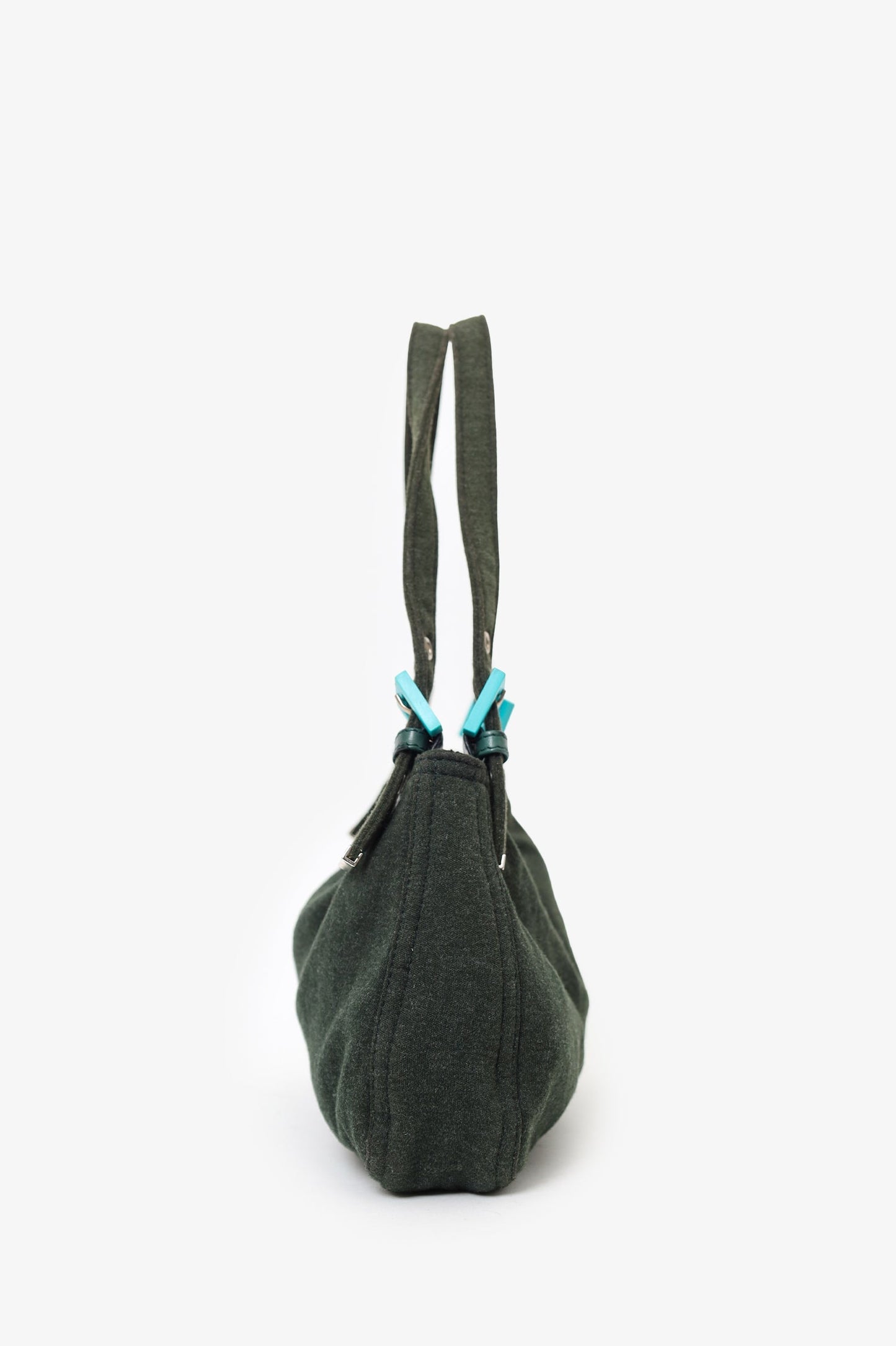 Fendi Jersey Double Strap Mama Baguette Bag Blue Green Shoulder Bag Baguette Bag My185135