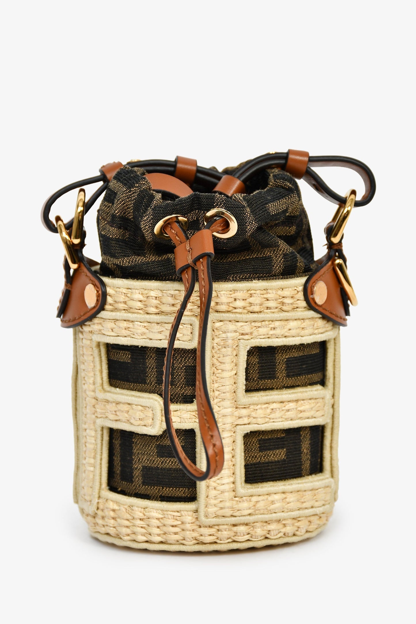 Fendi Bag Zucca FF Step Out Nano 2 Brown Beige Bucket Bucket Bag