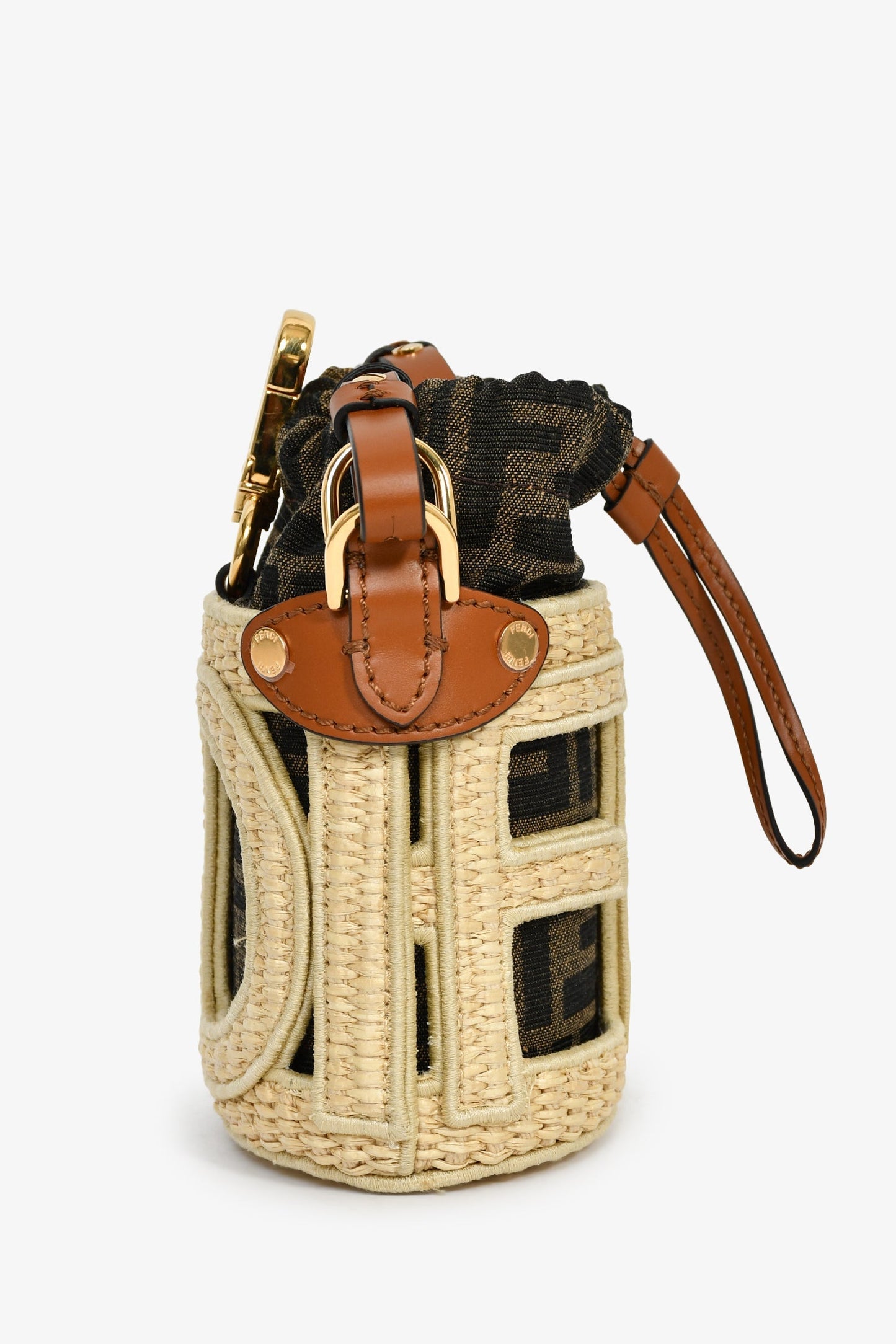 Fendi Zucca Ff Step Out Nano Bag Brown Beige Bucket Bucket Bag