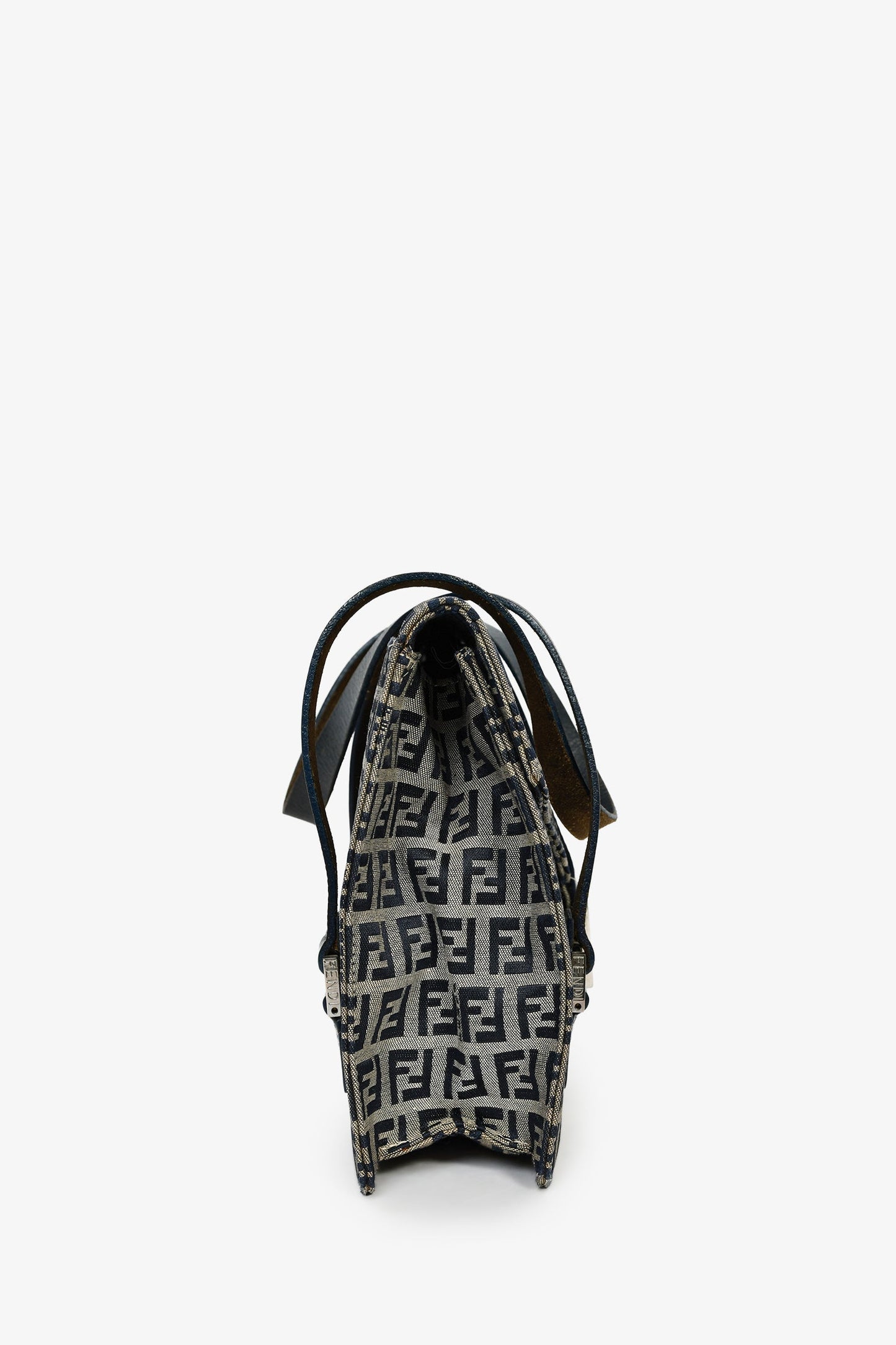Fendi Ff Zucca Square Shoulder Bag Canvas Navy