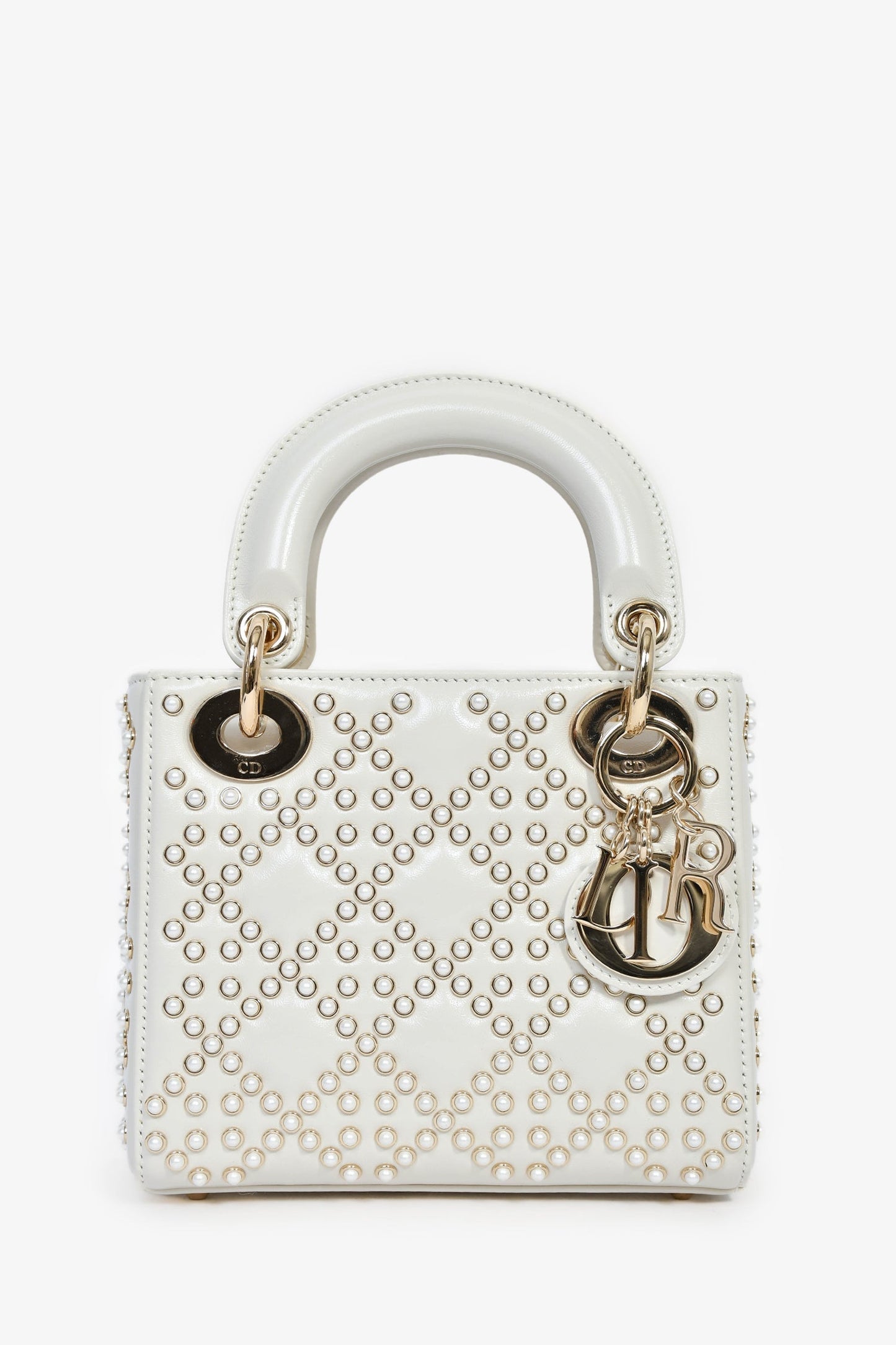 Dior Bag Christian Pearl Lady Leather White Mini Mini Bag
