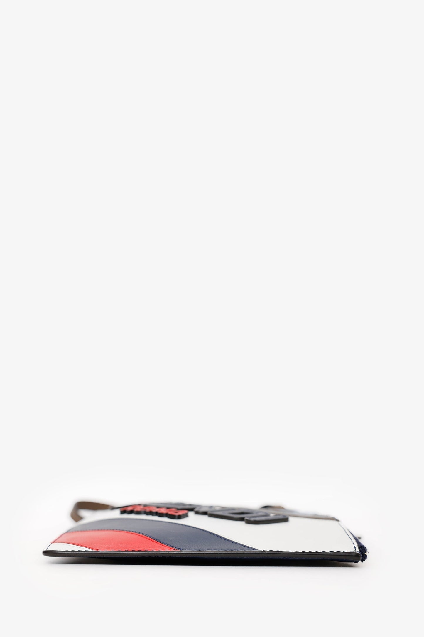 Fendi Fila Wristlet Clutch Leather Multicolor Zip Clutch Bag