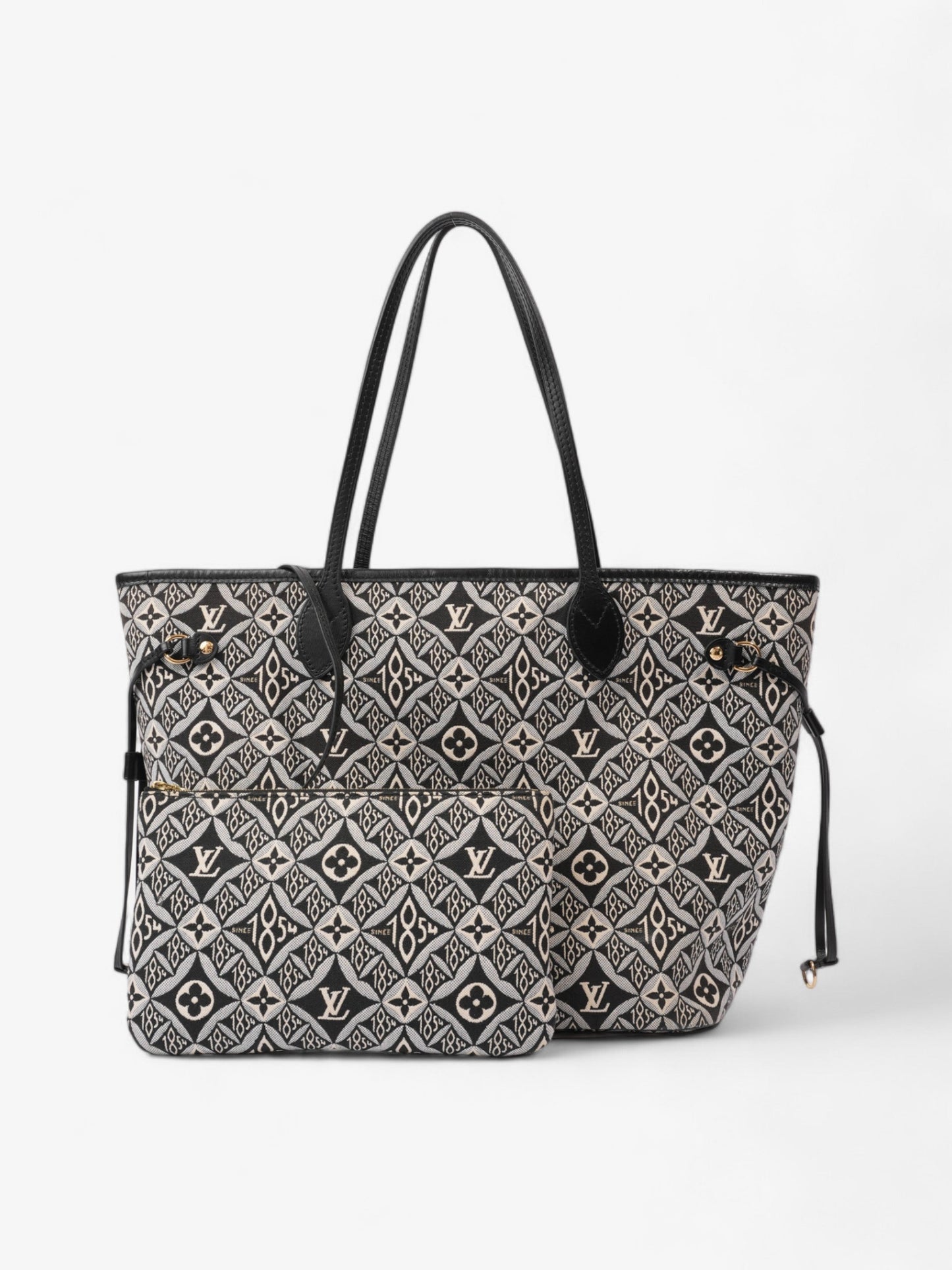 Louis Vuitton Neverfull Since MM Canvas Black White Tote Bag