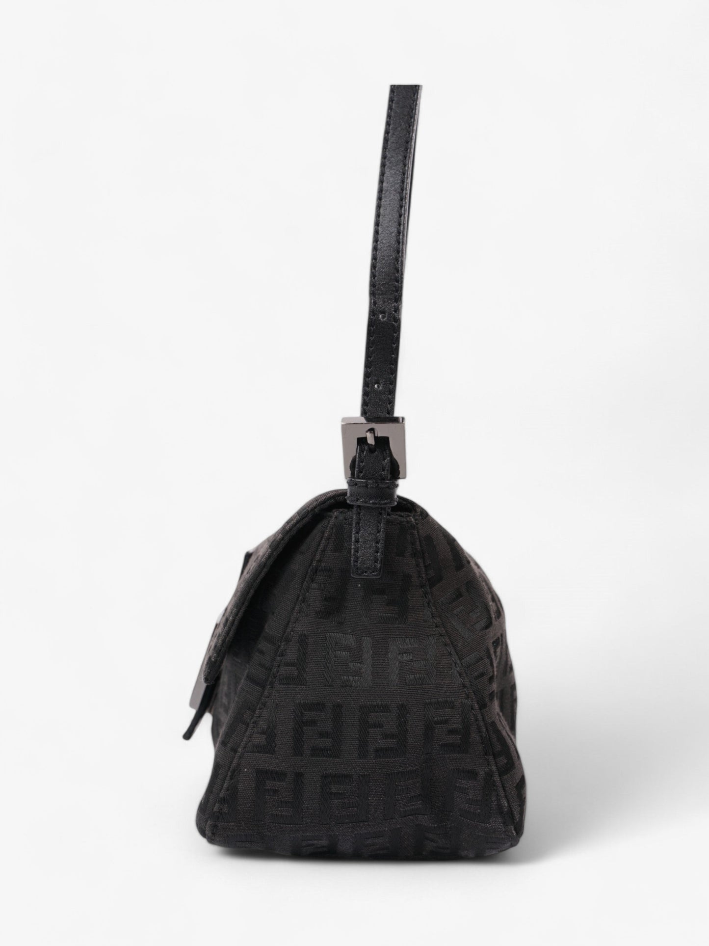 Fendi Mamma Baguette Shoulder Bag Canvas Black Mini