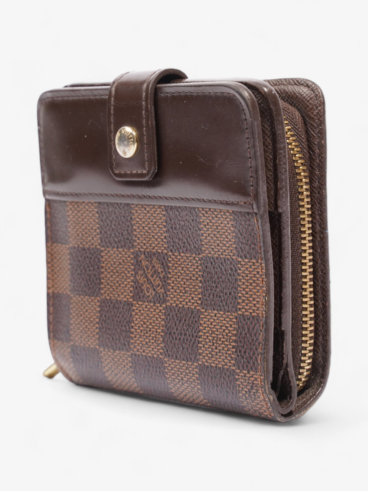 Louis Vuitton Compact Zip Ebene Coated Damier Canvas Coated Canvas Wallet Case