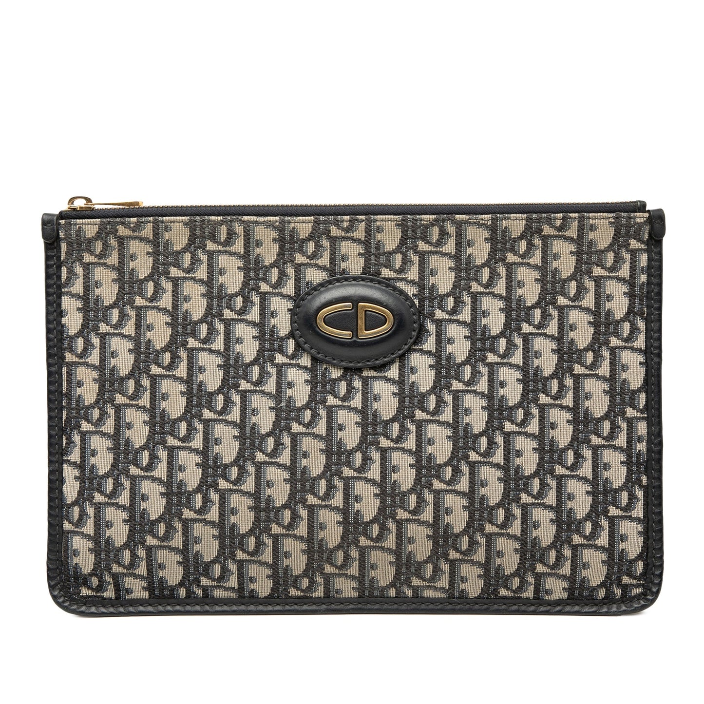 Dior Handbag Oblique Clutch Canvas Blue Clutch Bag