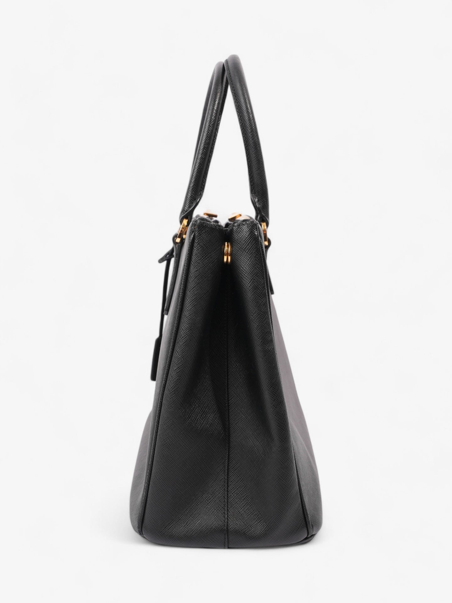 Prada Galleria Double Tote Leather Saffiano Black Tote Bag Black Saffiano Leather