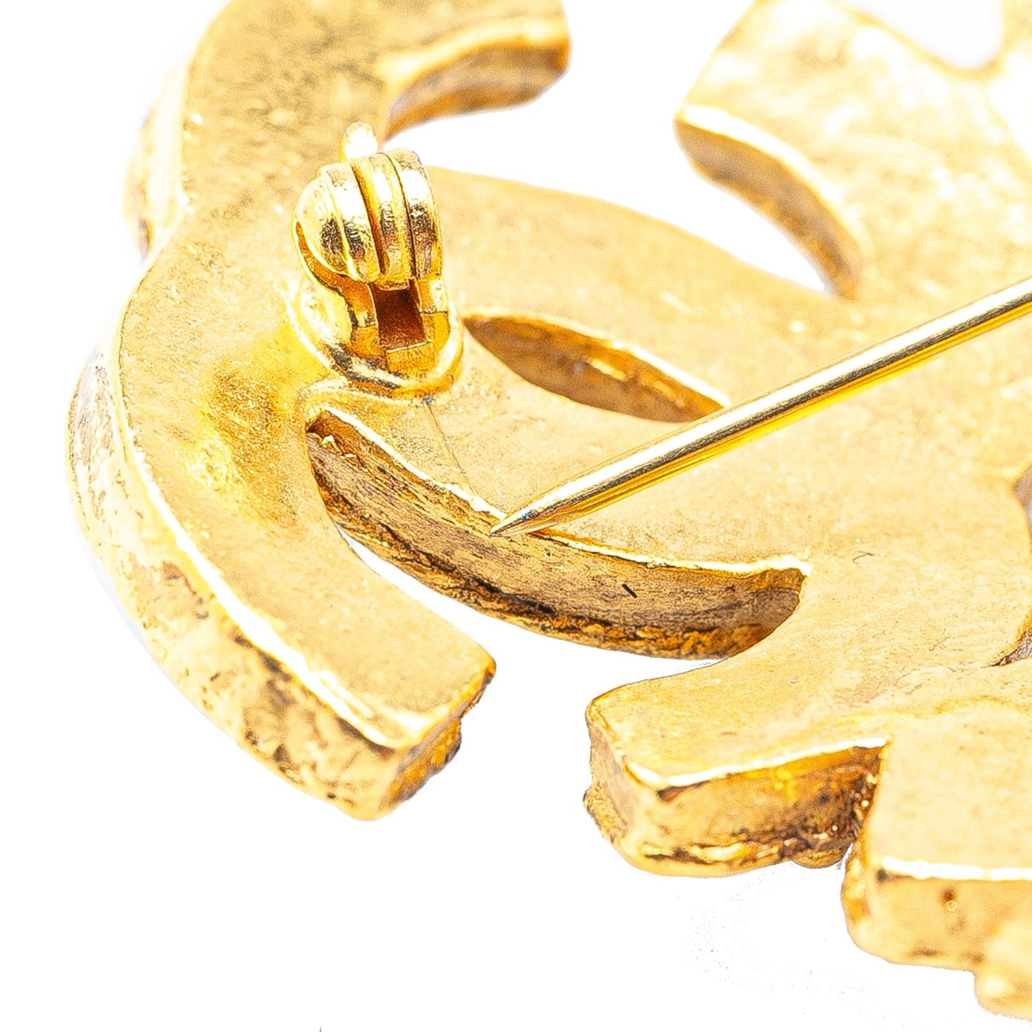 Gold Chanel Gold Plated Triple CC Brooch