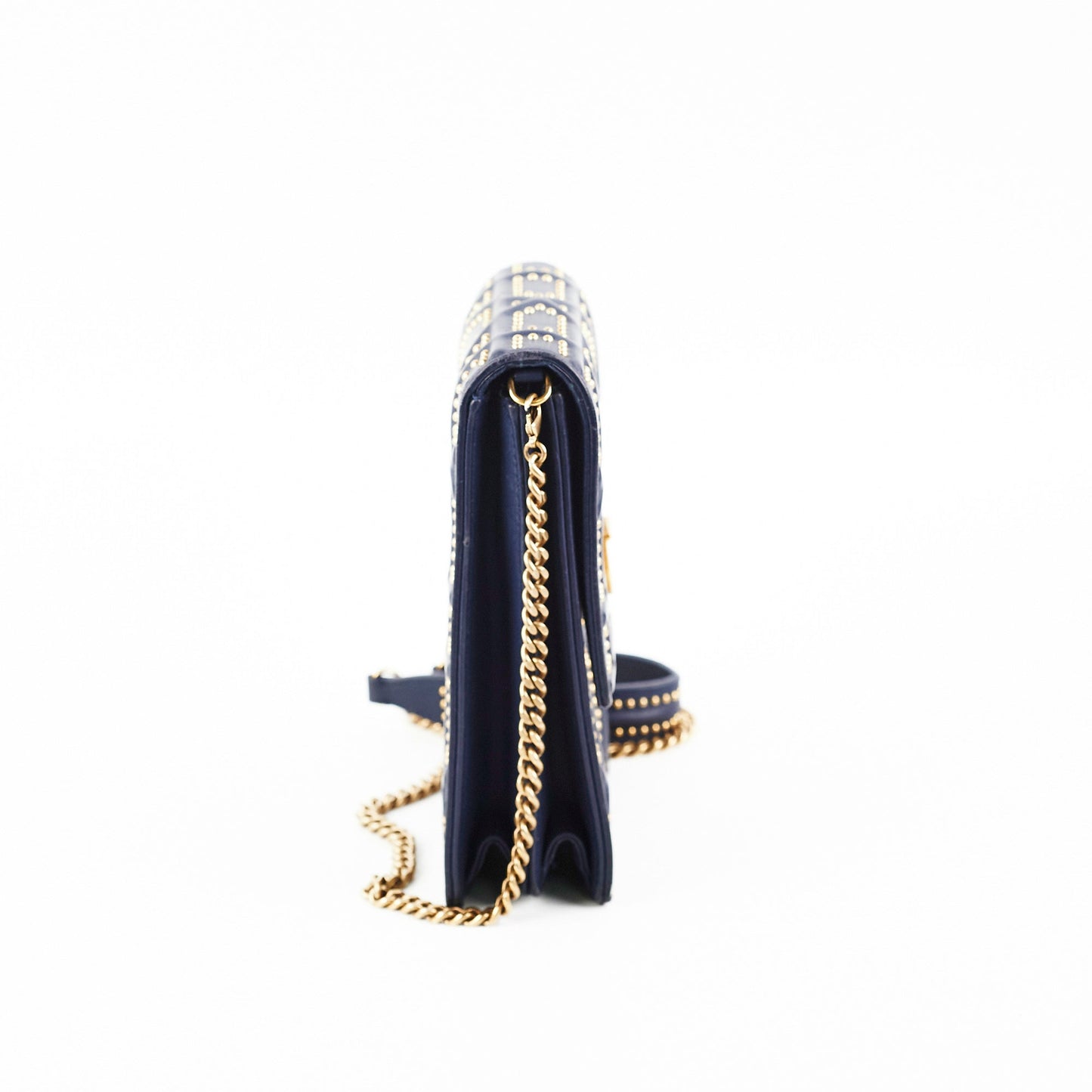 Dior Christian Vertical ama Studded Crossbody Bag Navy