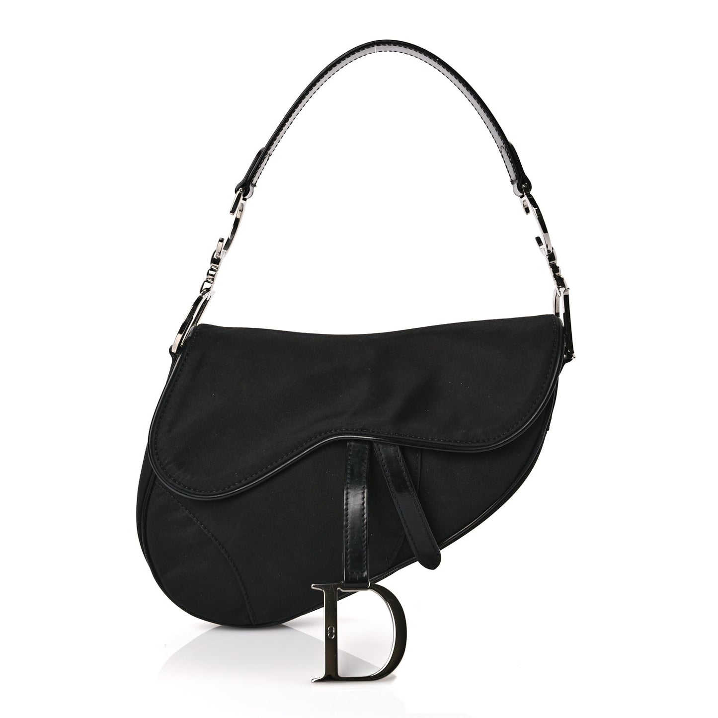 Dior Handbag Christian Saddle Bag Nylon Black Shoulder Bag