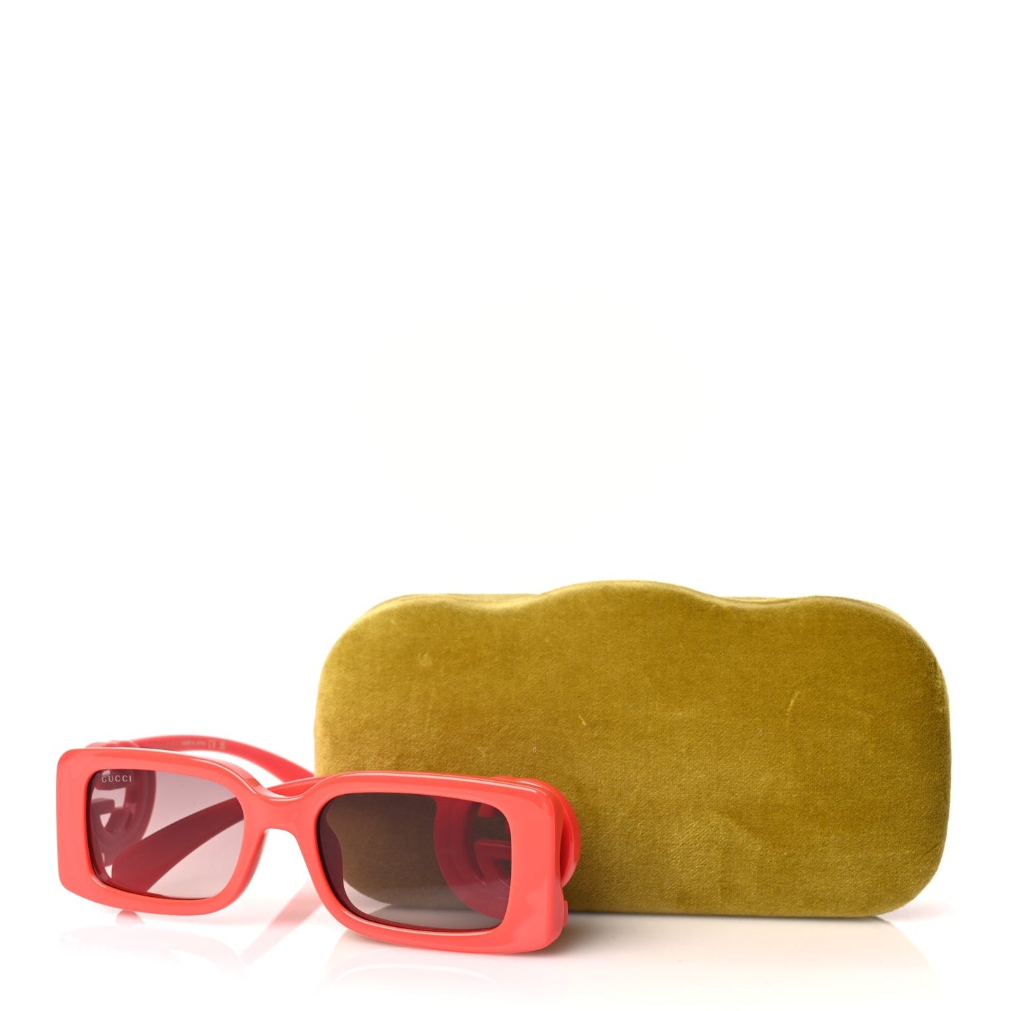 Gucci Acetate Chaise Rectangler Frame Sunglasses GG1325S Salmon Pink