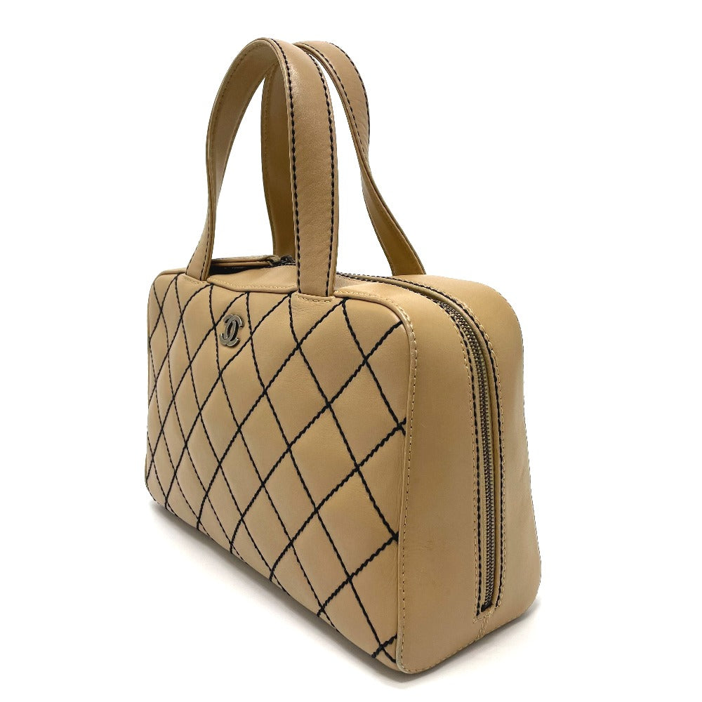 Chanel lambskin CC COCO Mark Wild stitch Beige Handbag