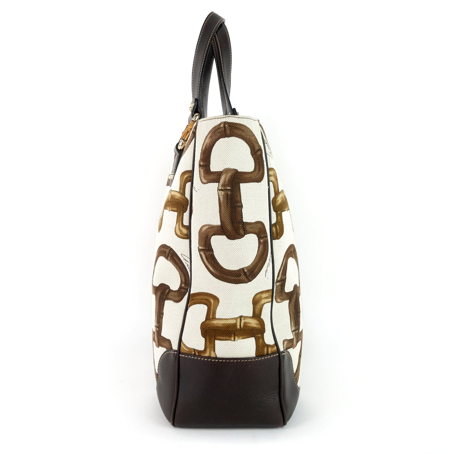 Gucci Bamboo Horsebit Print Tote Bag Canvas