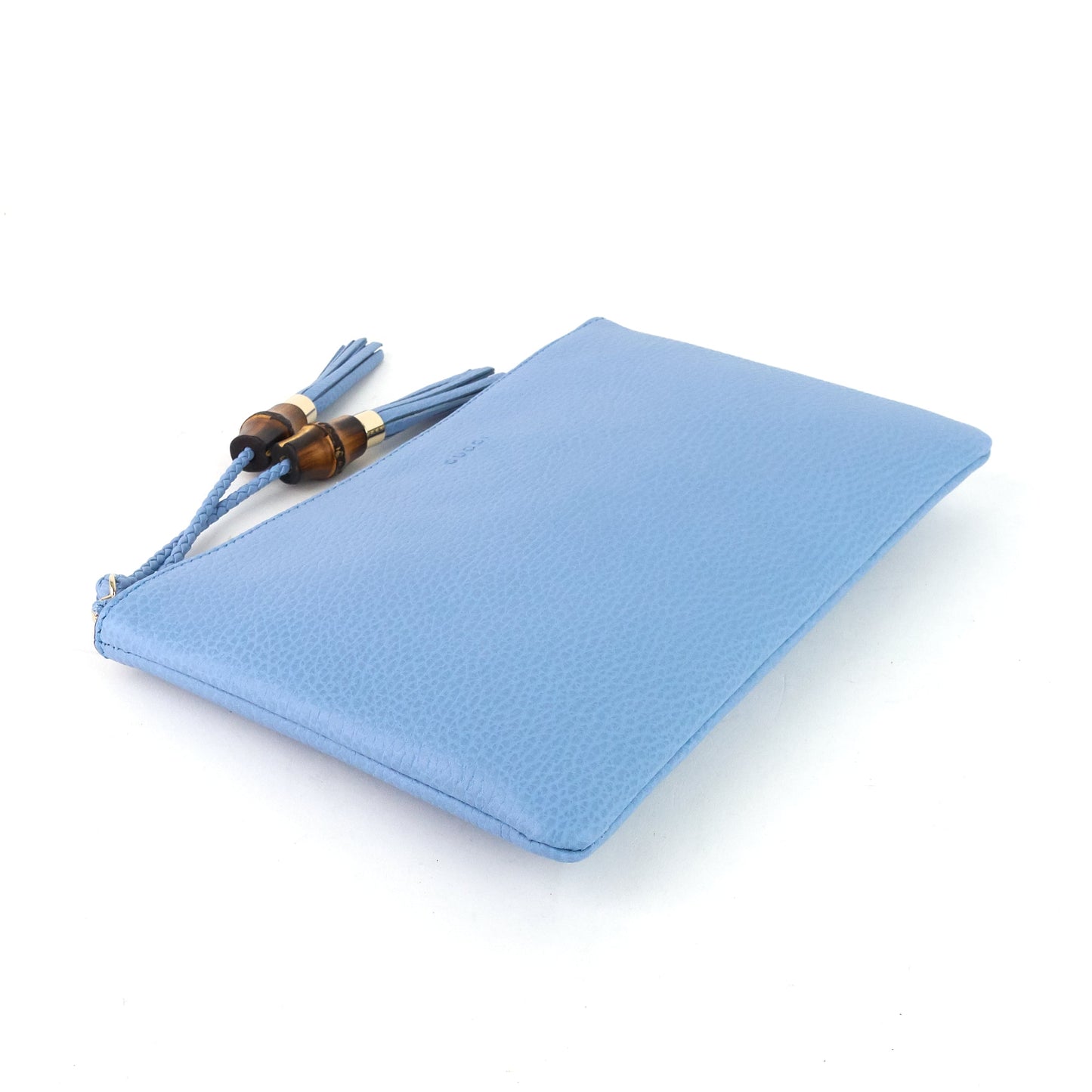 Gucci Calf Bamboo Tassel Zip Clutch Bag Leather