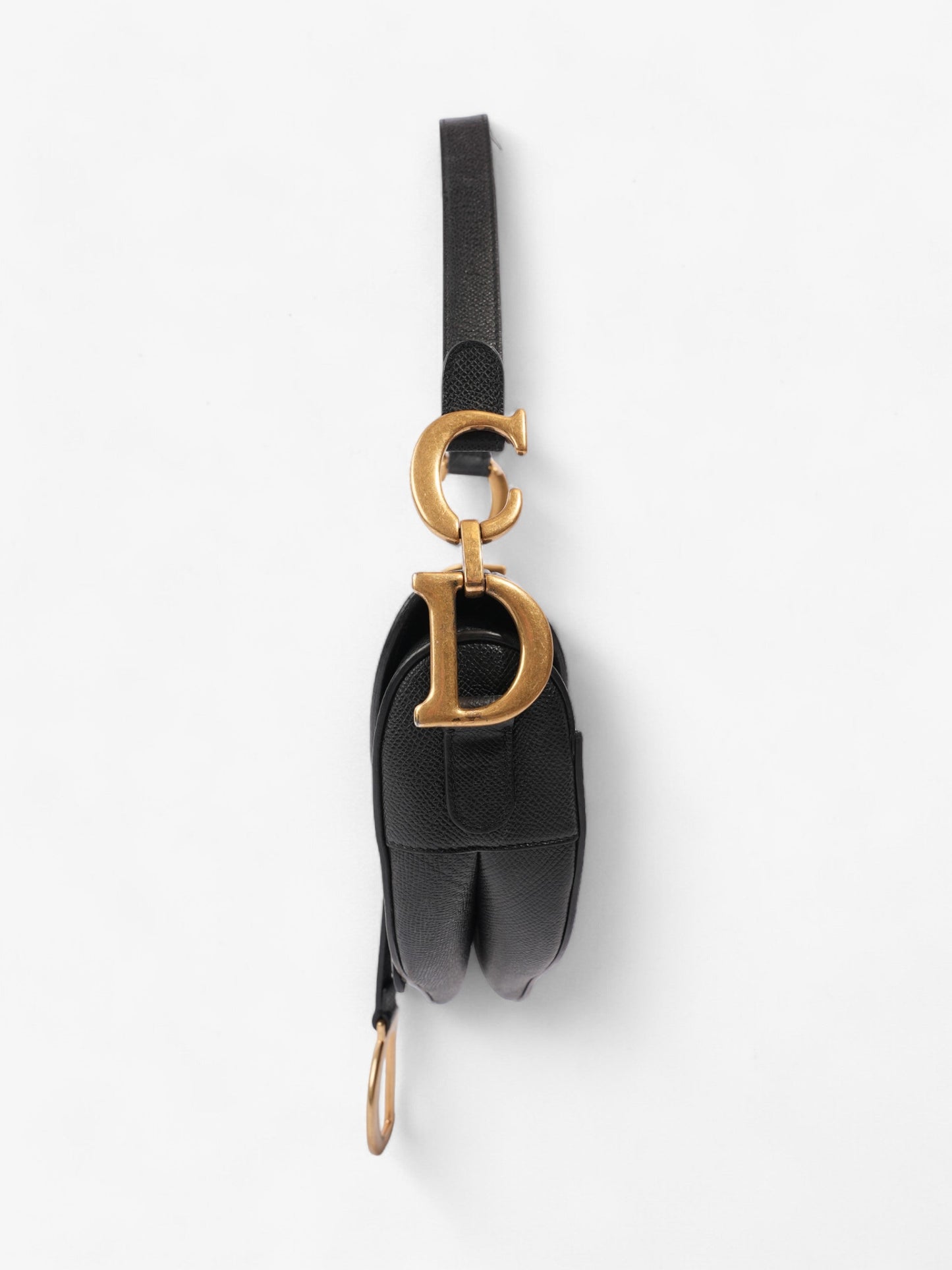 Dior Christian Saddle Bag Goatskin Leather Black Crossbody Bag