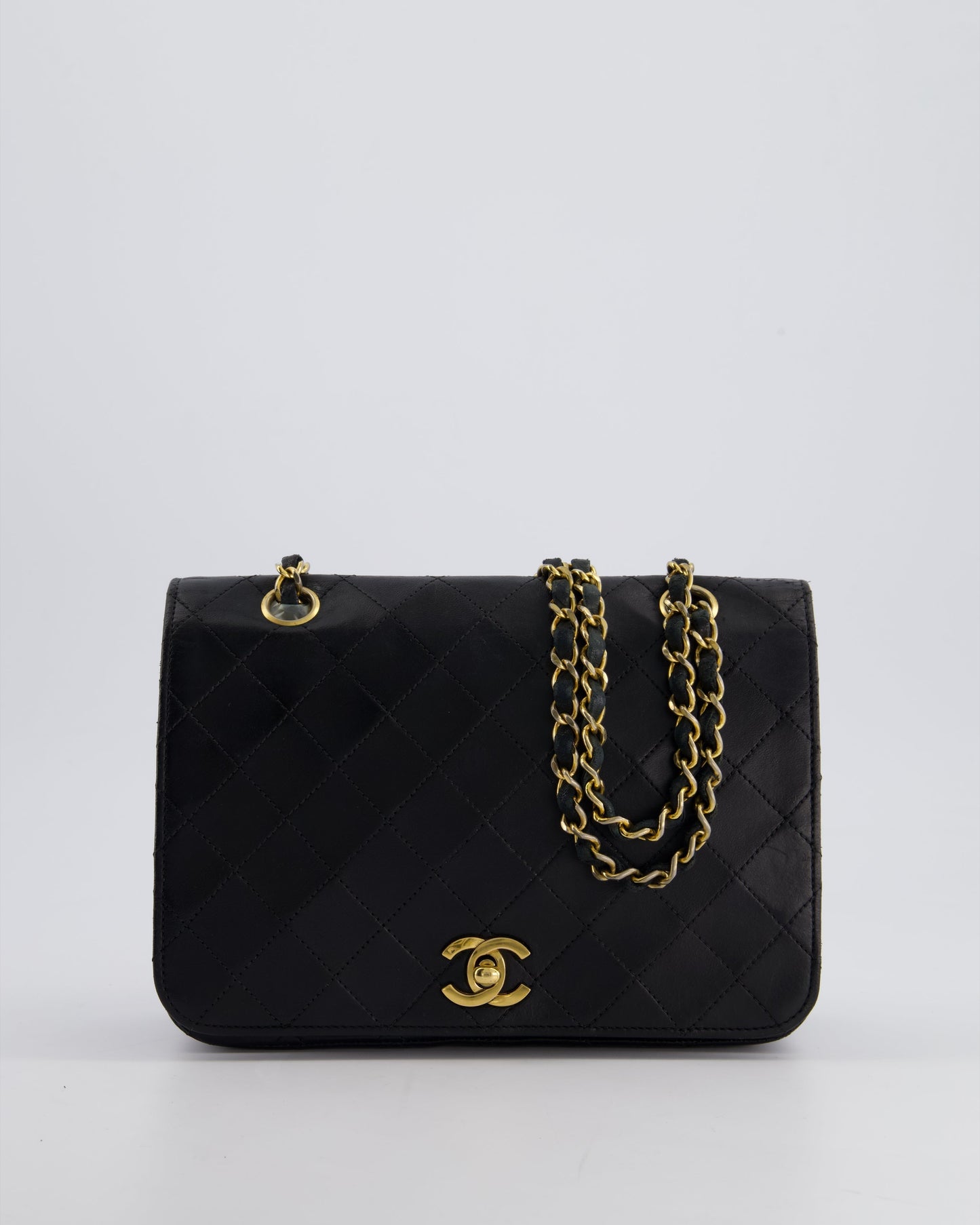Chanel Black Matelasse Single Flap Bag In Lambskin Leather With Gold Hardware