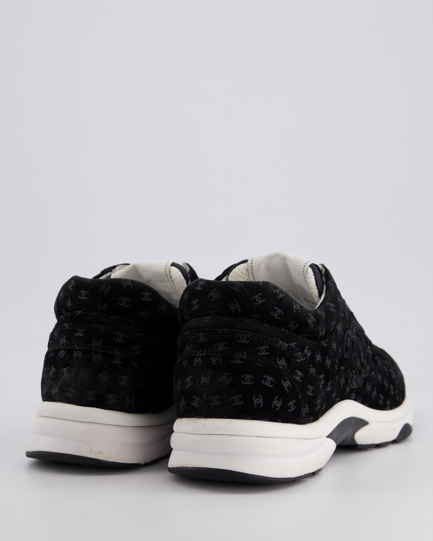 Chanel Black Suede Sneakers With Cc Logo Size Eu 41.5