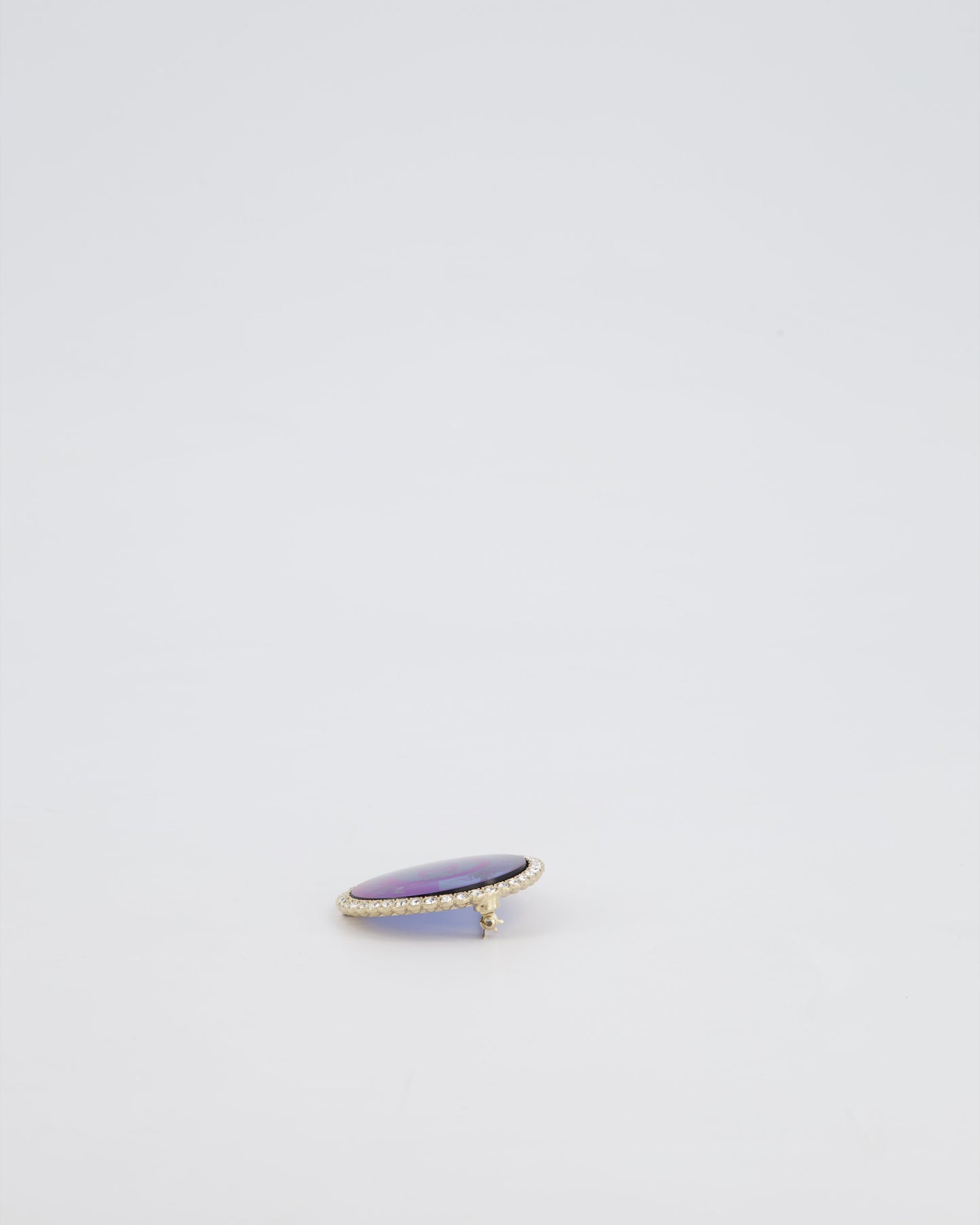 Chanel La Pausa Circular Transparent Blue Brooch with Crystal Detail