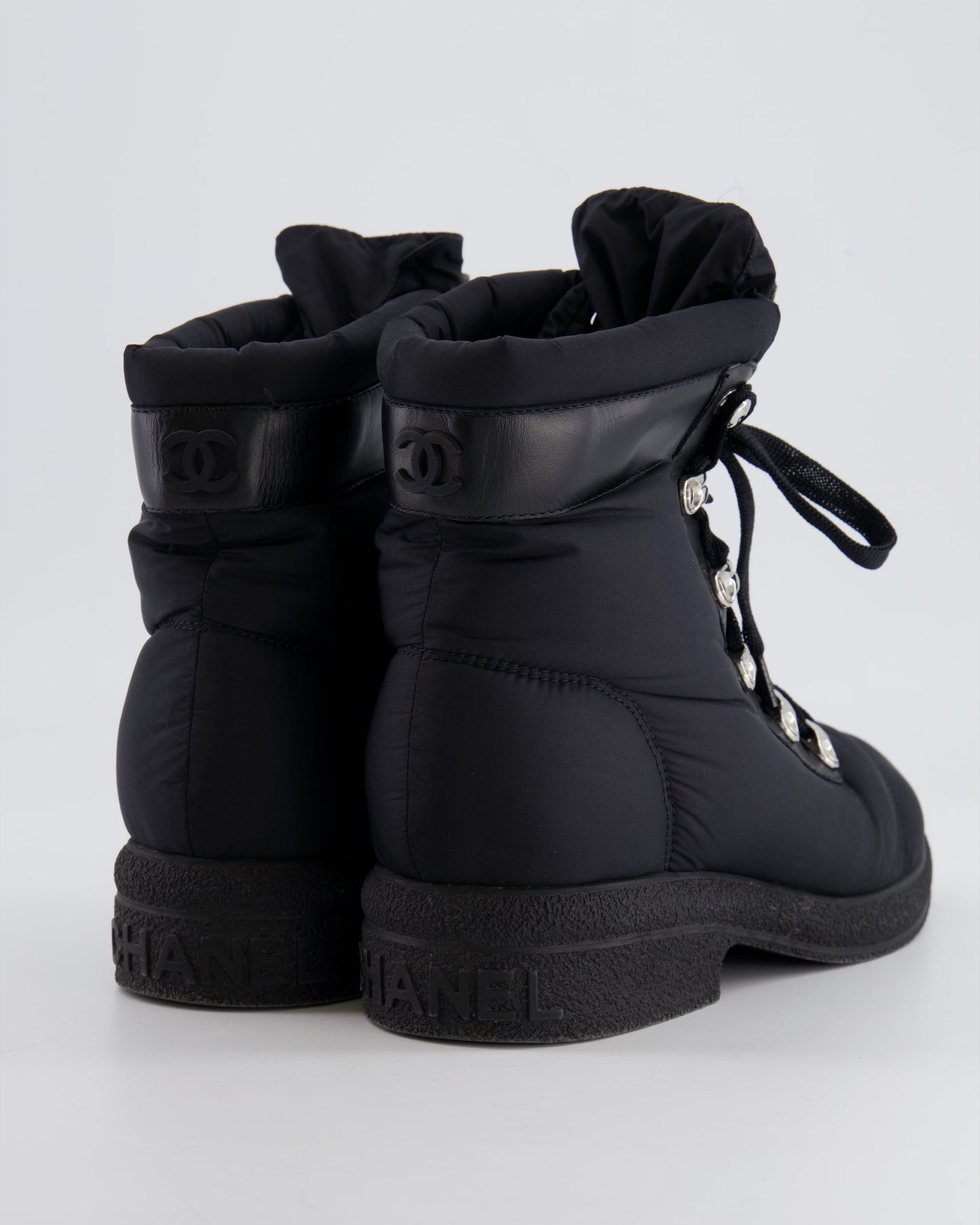Chanel Black Nylon Coco Neige Ski Boots with Logo Details Size Eu 37.5 for Women