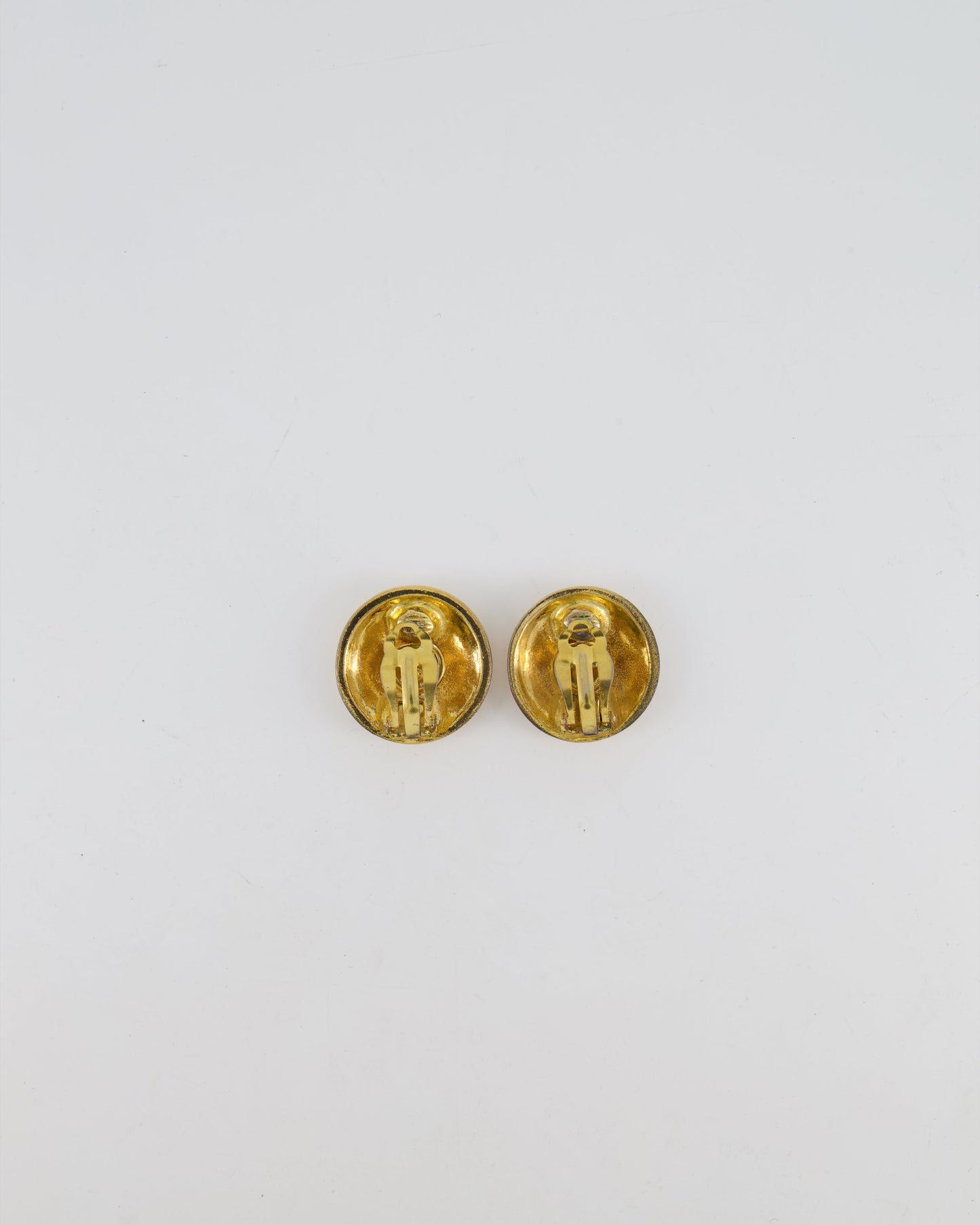 Chanel Gold Round Clip-On Earrings with CC Logos