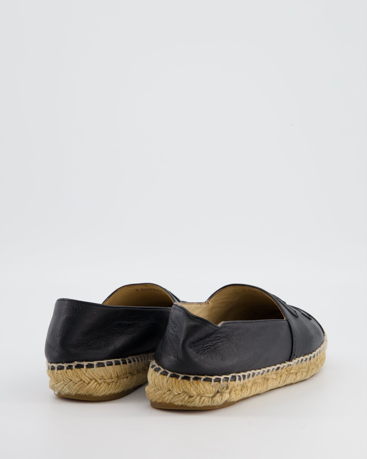 Chanel *fire Price* Black Leather Espadrilles CC Logo Size Eu 37 Women Shoes
