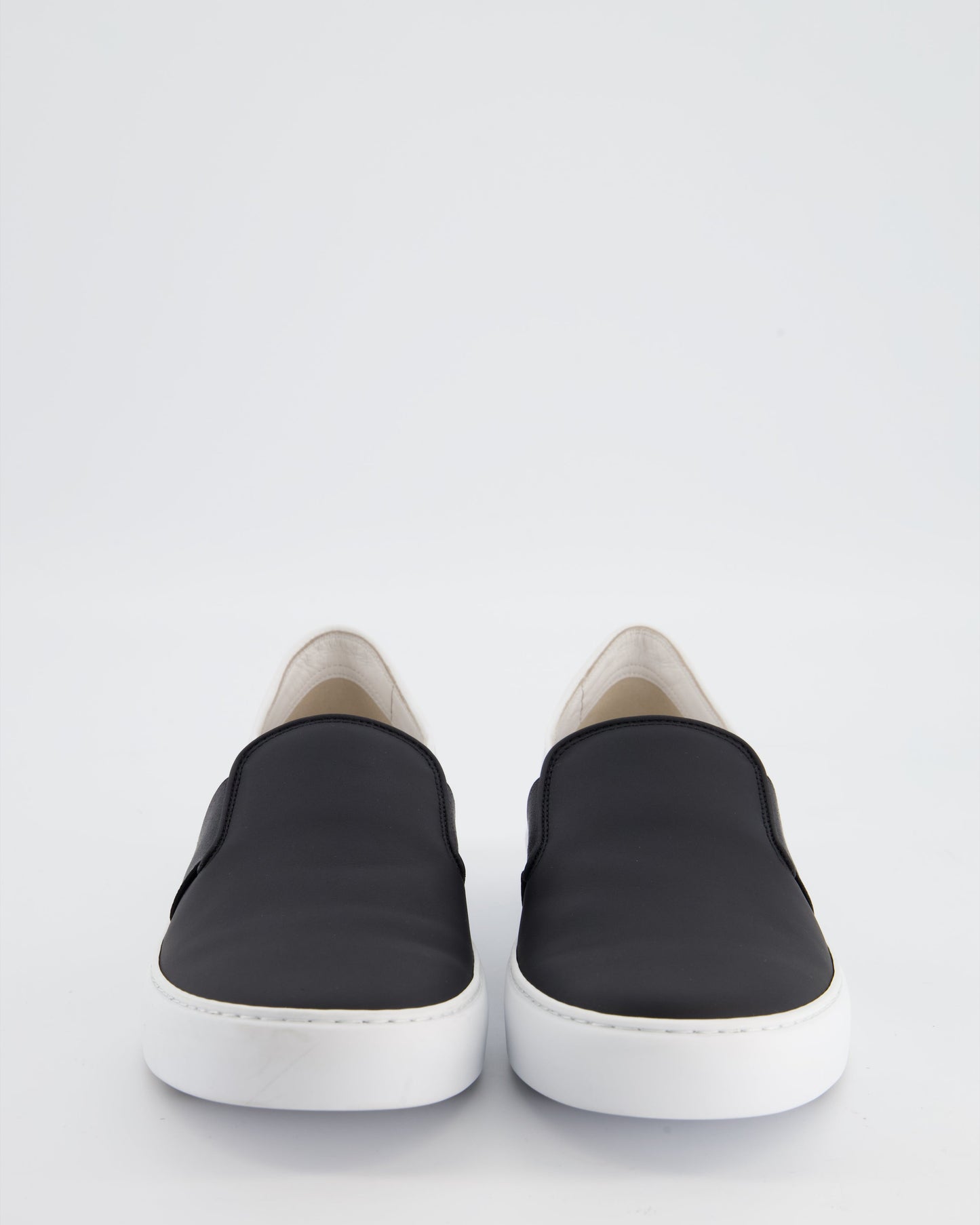 Chanel Black & White Calfskin Leather Slip on Trainers Eu 40 Women Shoes